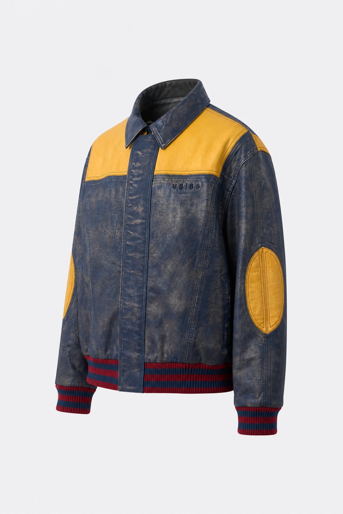 Men's Aged Leather Bomber Jacket