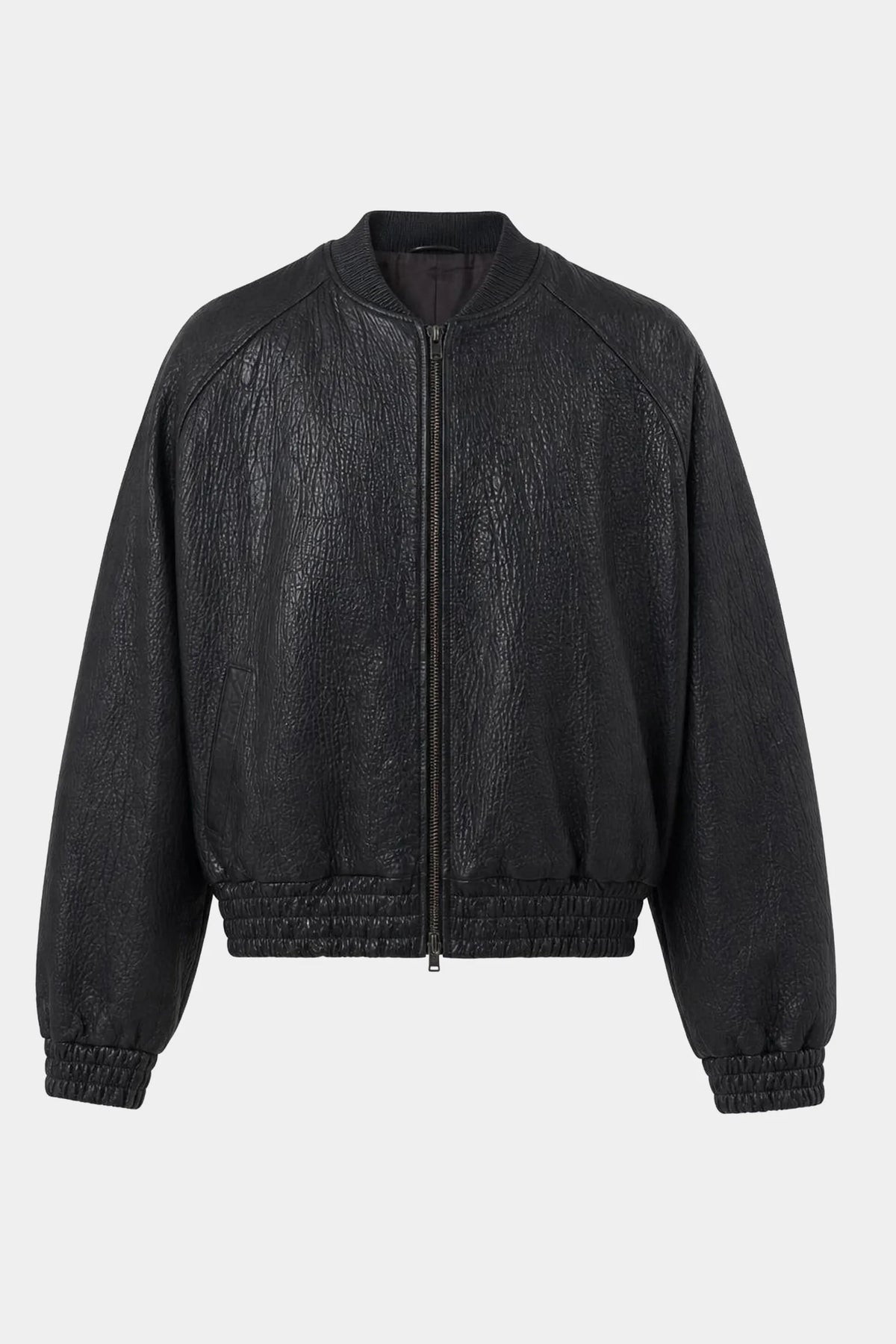 Men's Calypso Textured Leather Bomber Jacket