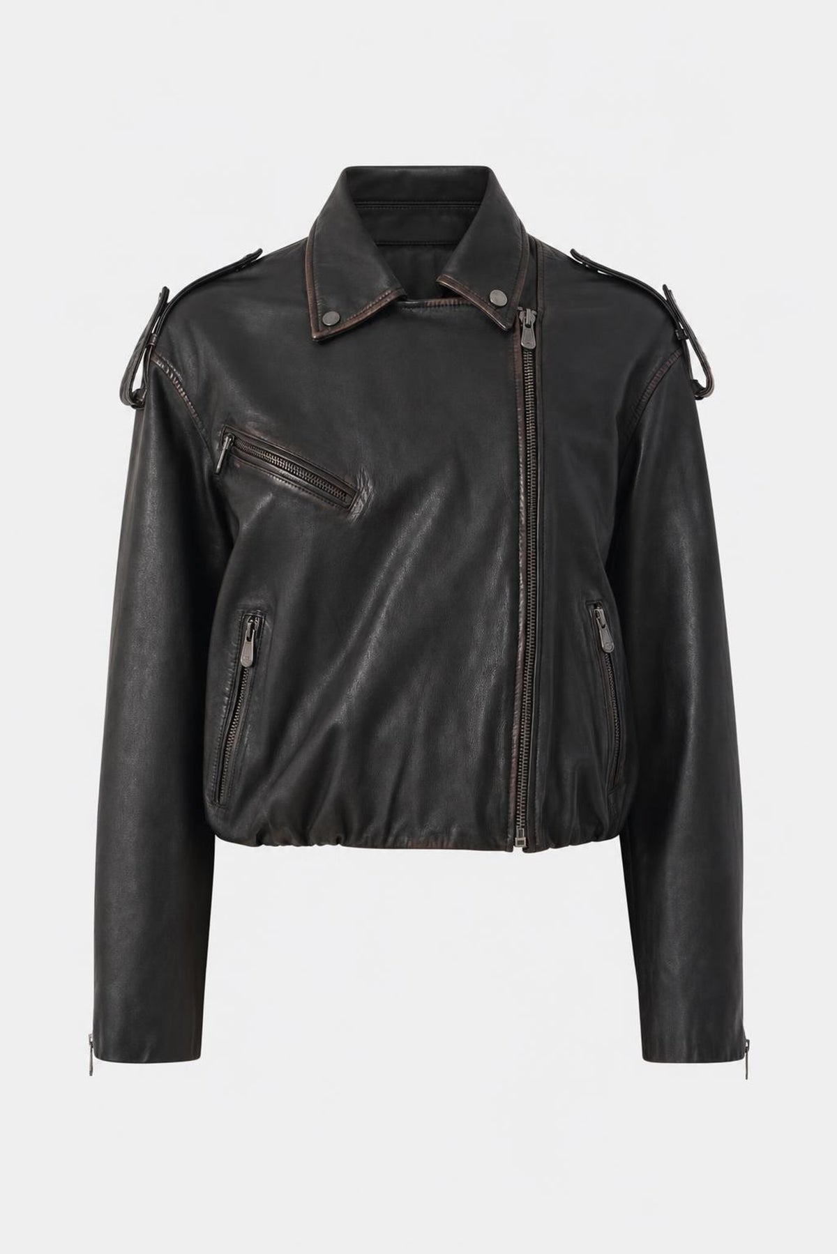 Women's Luma Distressed Leather Biker Jacket