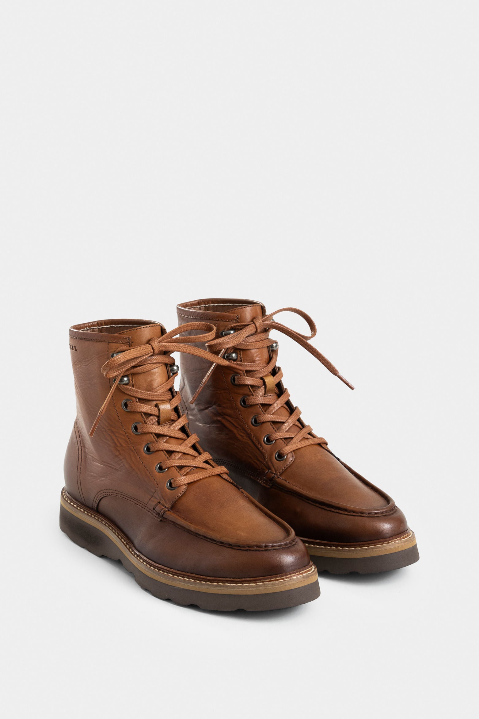 Men's Luster Leather Boots with Aged Effect