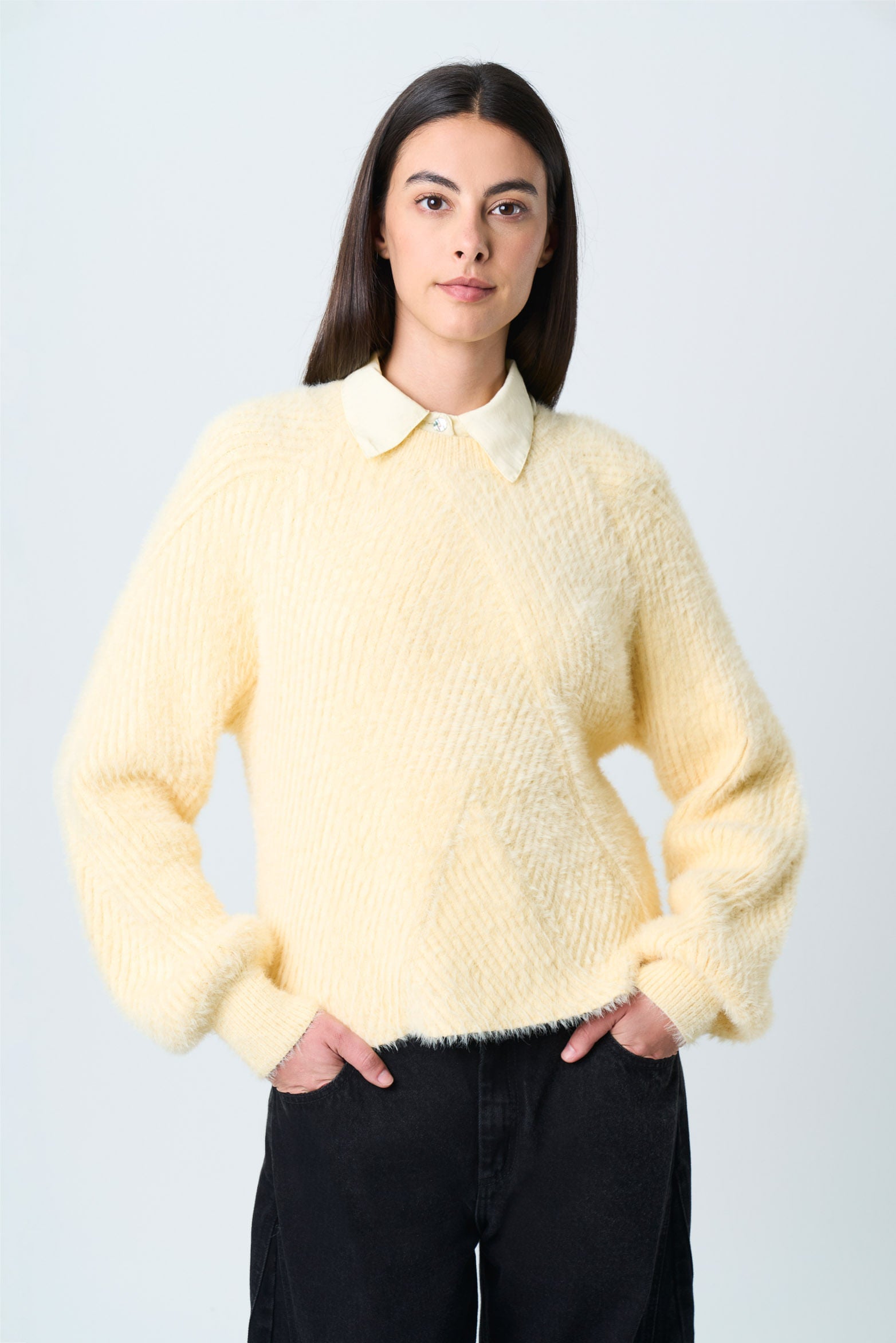 Asymmetrical ribbed Liora sweater for women