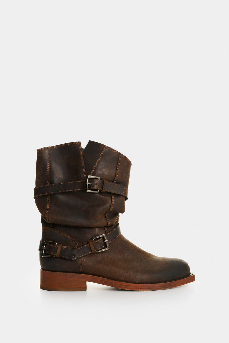 Women's Moto Distressed Leather Boots