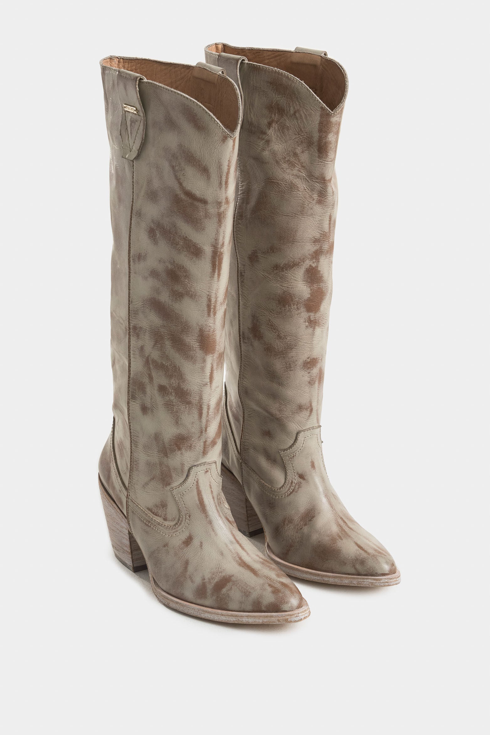 Orchid Calf Leather Boots with Rustic Finish for Women