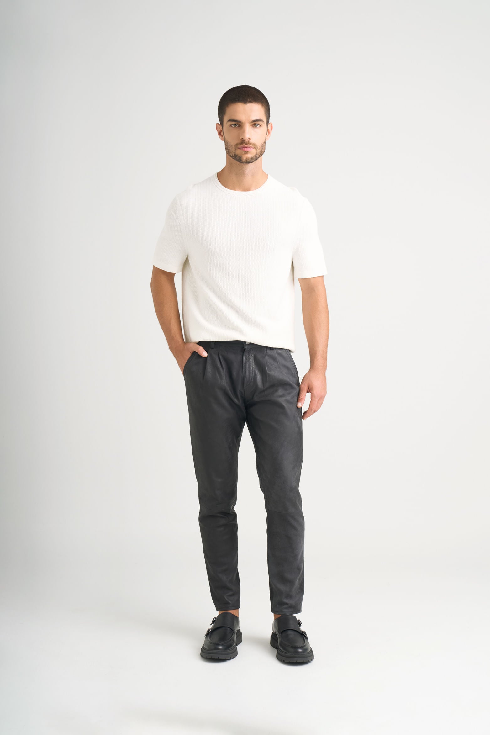 Draco 2.0 Suede Leather Men's Semi-Loose Pants