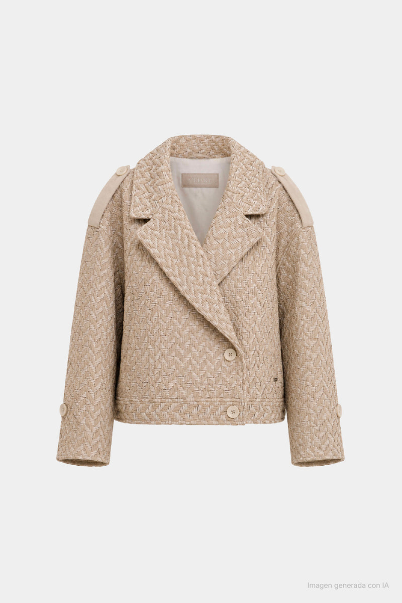 Misak Woven Leather Biker Jacket for Women