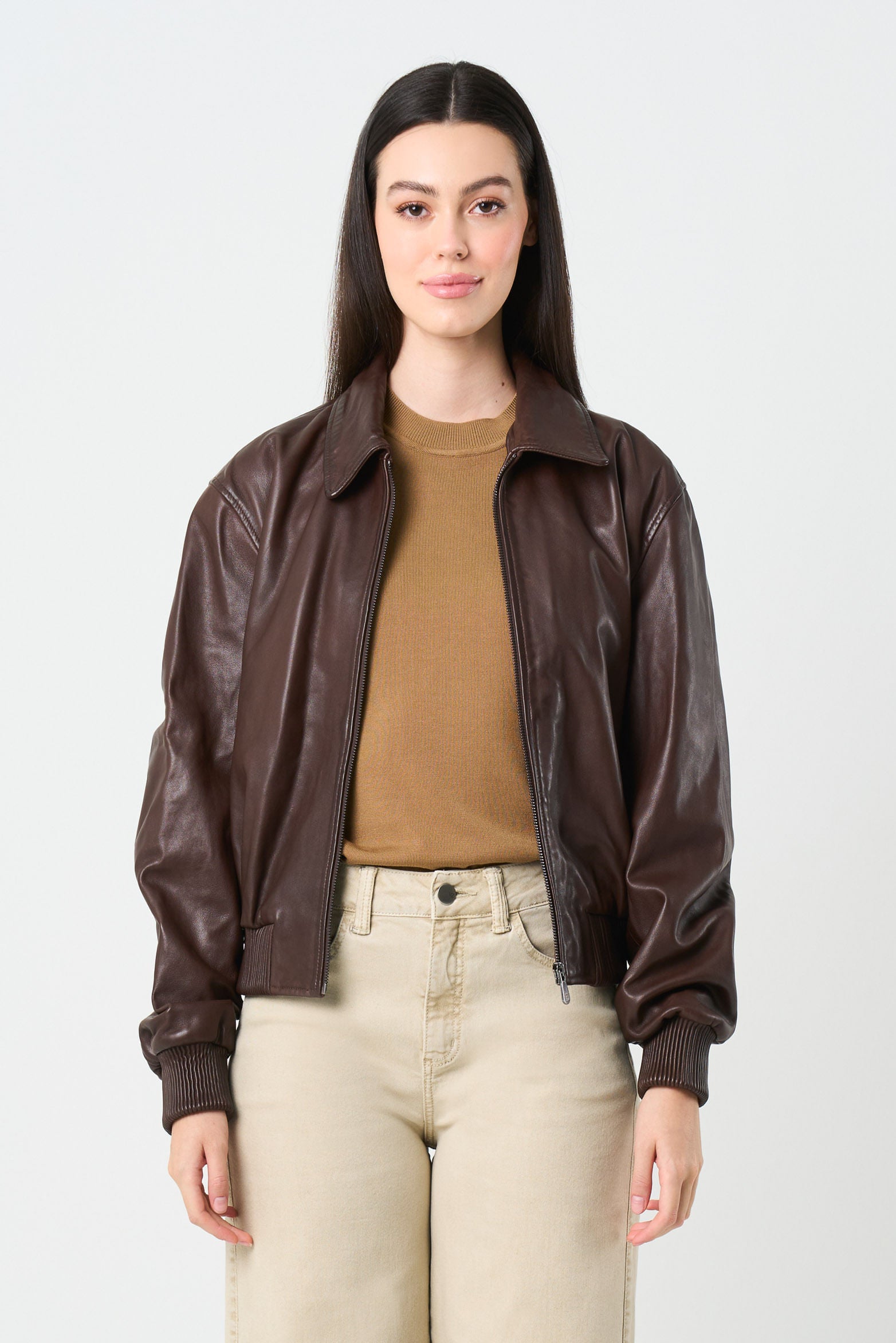 Hazel Women's Bomber Leather Jacket