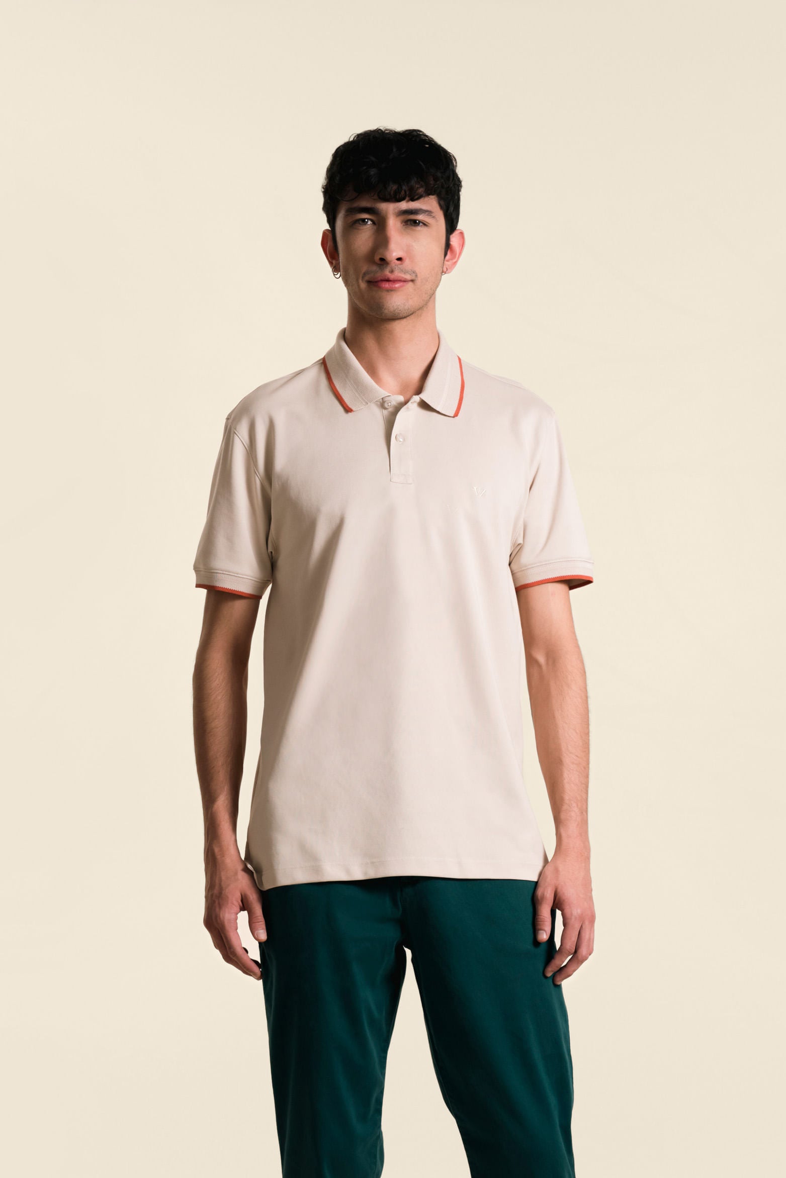 Men’s Semi-Fitted Short Sleeve Polo in Sand