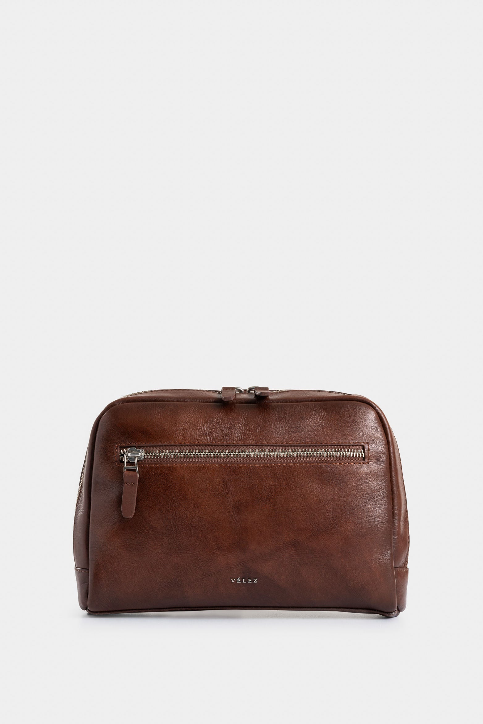 Men's Taupe 2.0 Leather Travel Organizer with Contrast Handle Detail