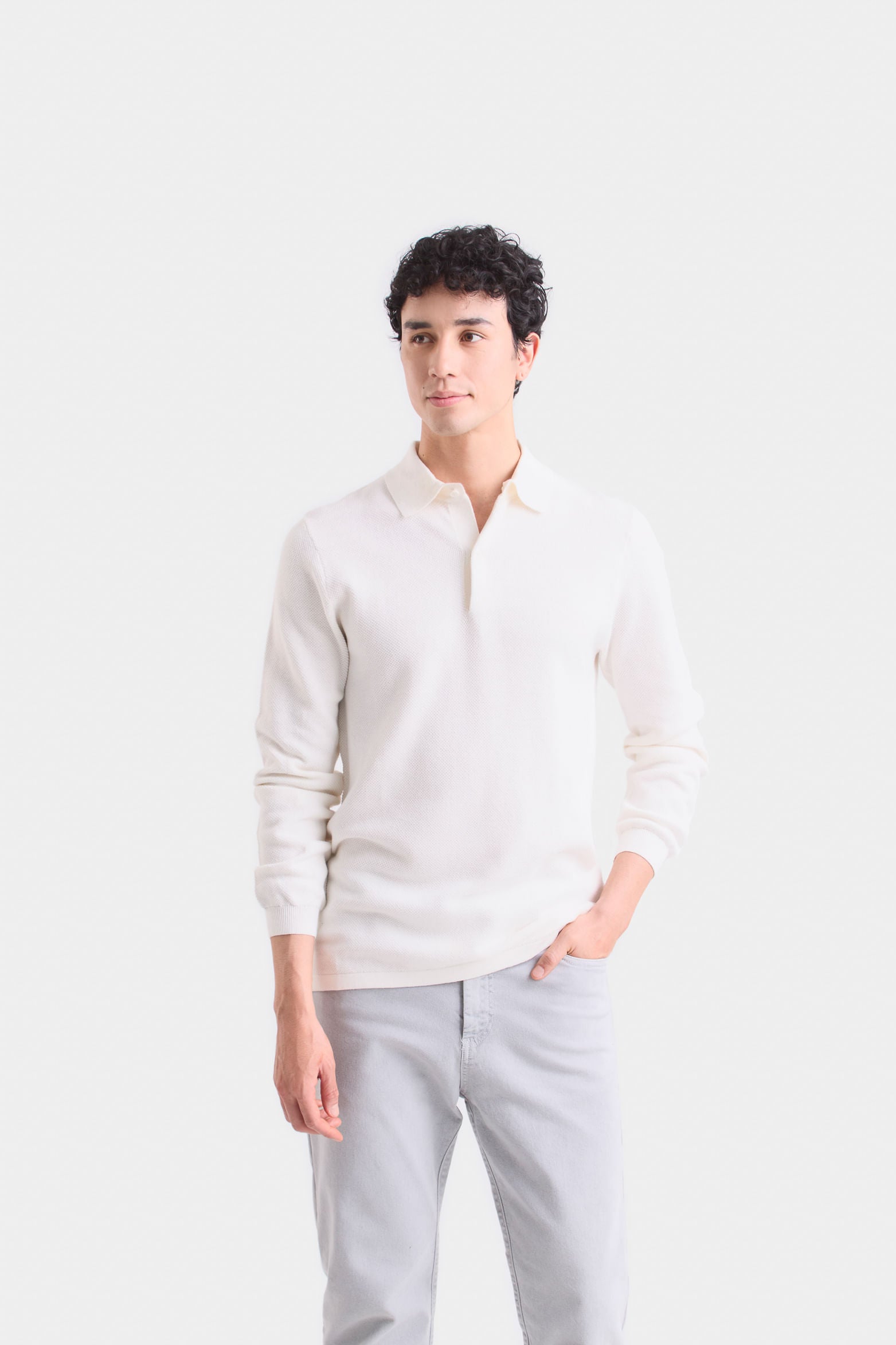 Lugano Long Sleeve Polo for Men Semi-Fitted