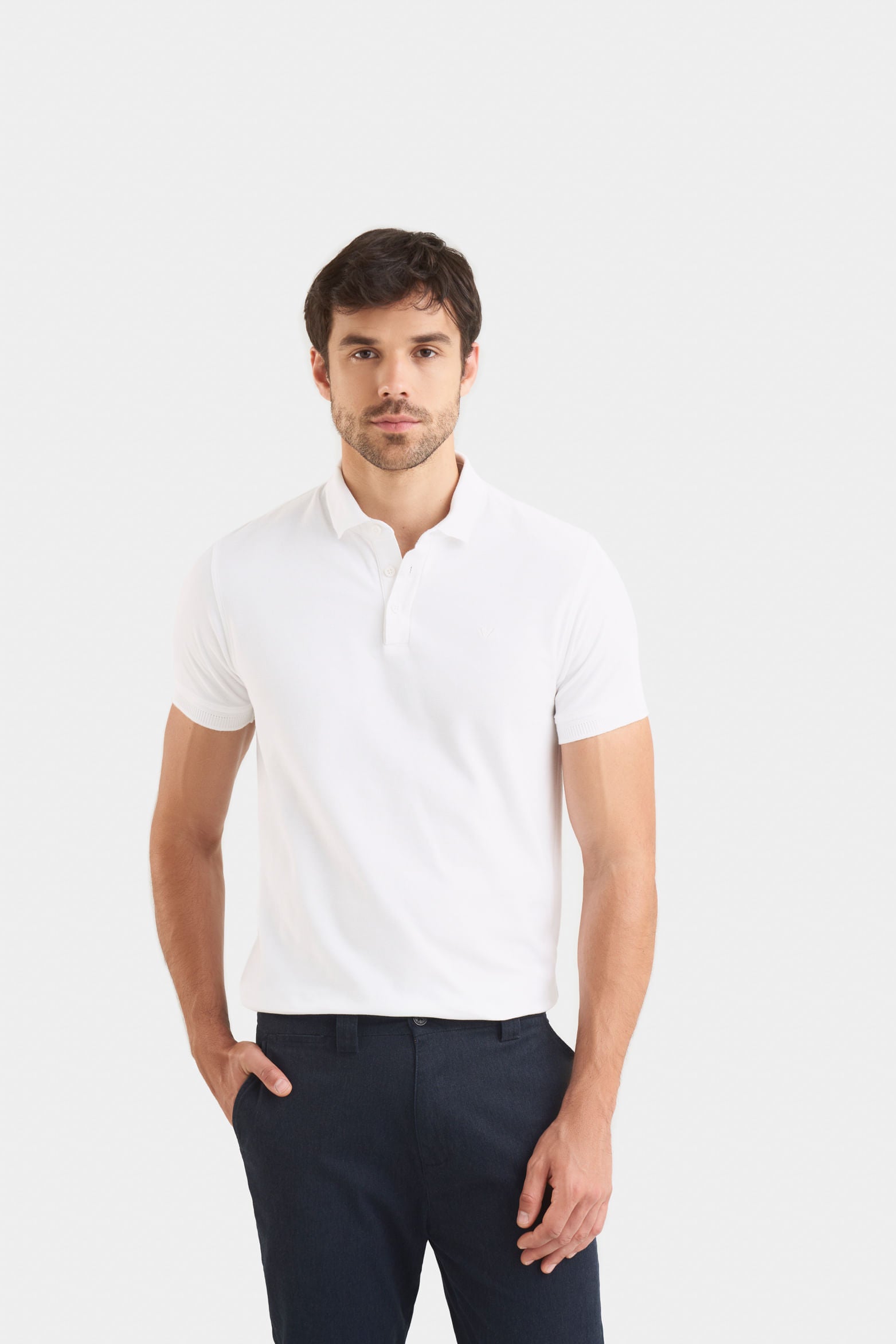 Casual Polo in White Pima Cotton
