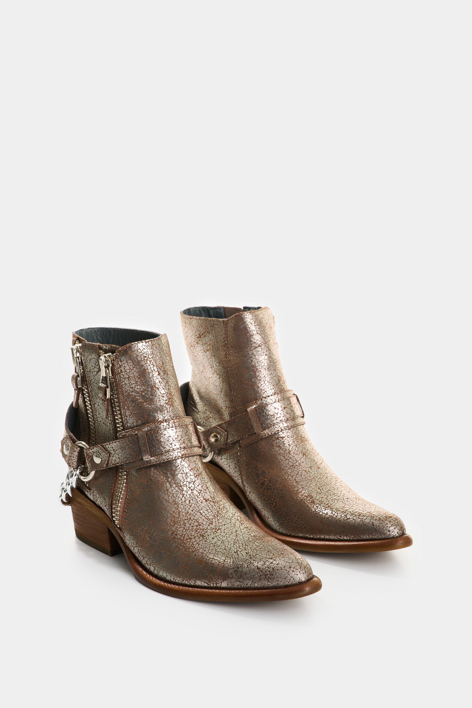 Women’s Marine Crackled Leather Ankle Boots
