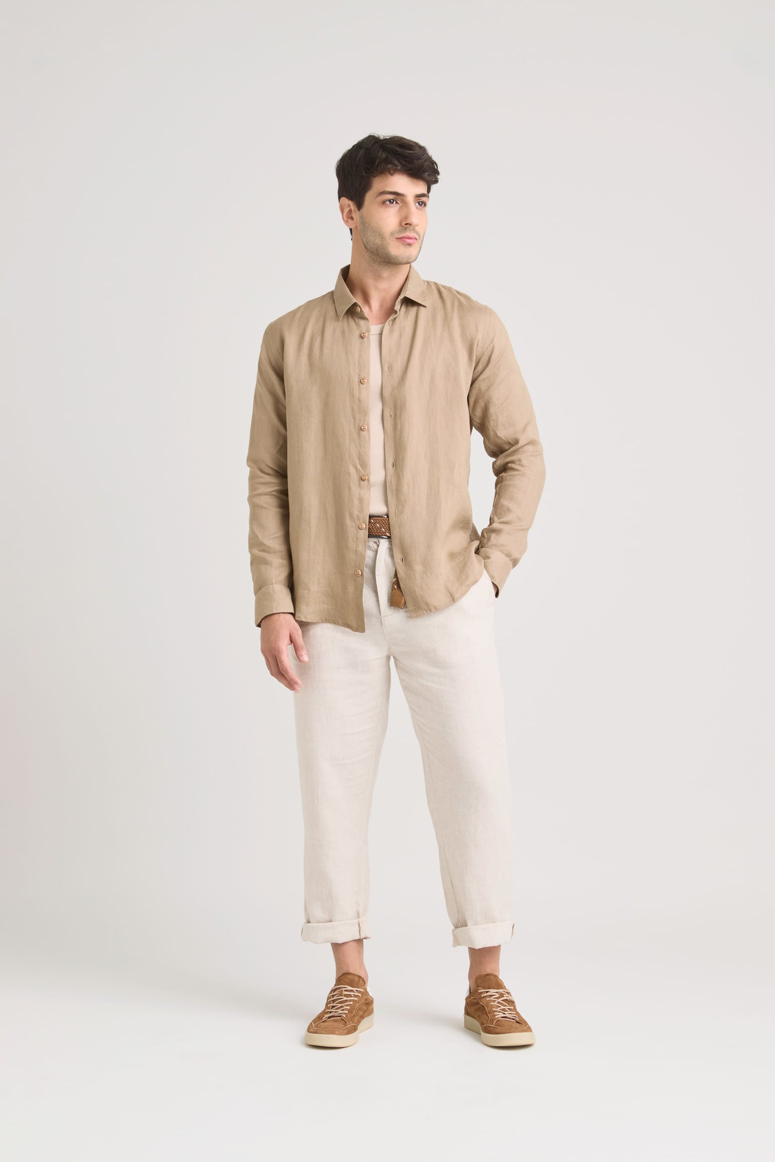 LongSleeve Linen Shirt for Men  SemiFitted