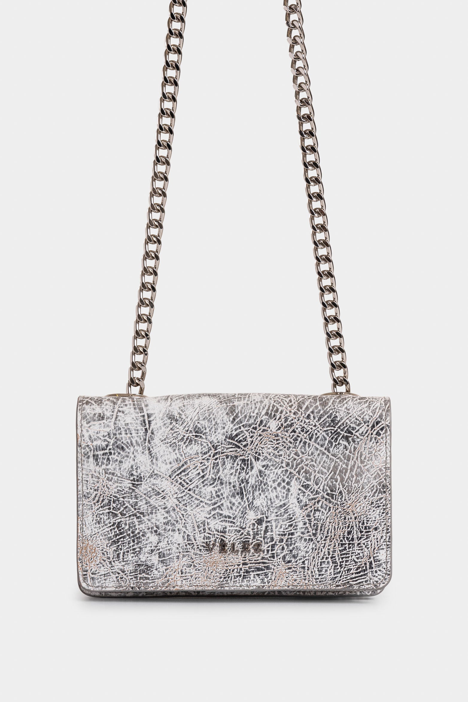 Budda cracked leather crossbody bag for women with chain detail