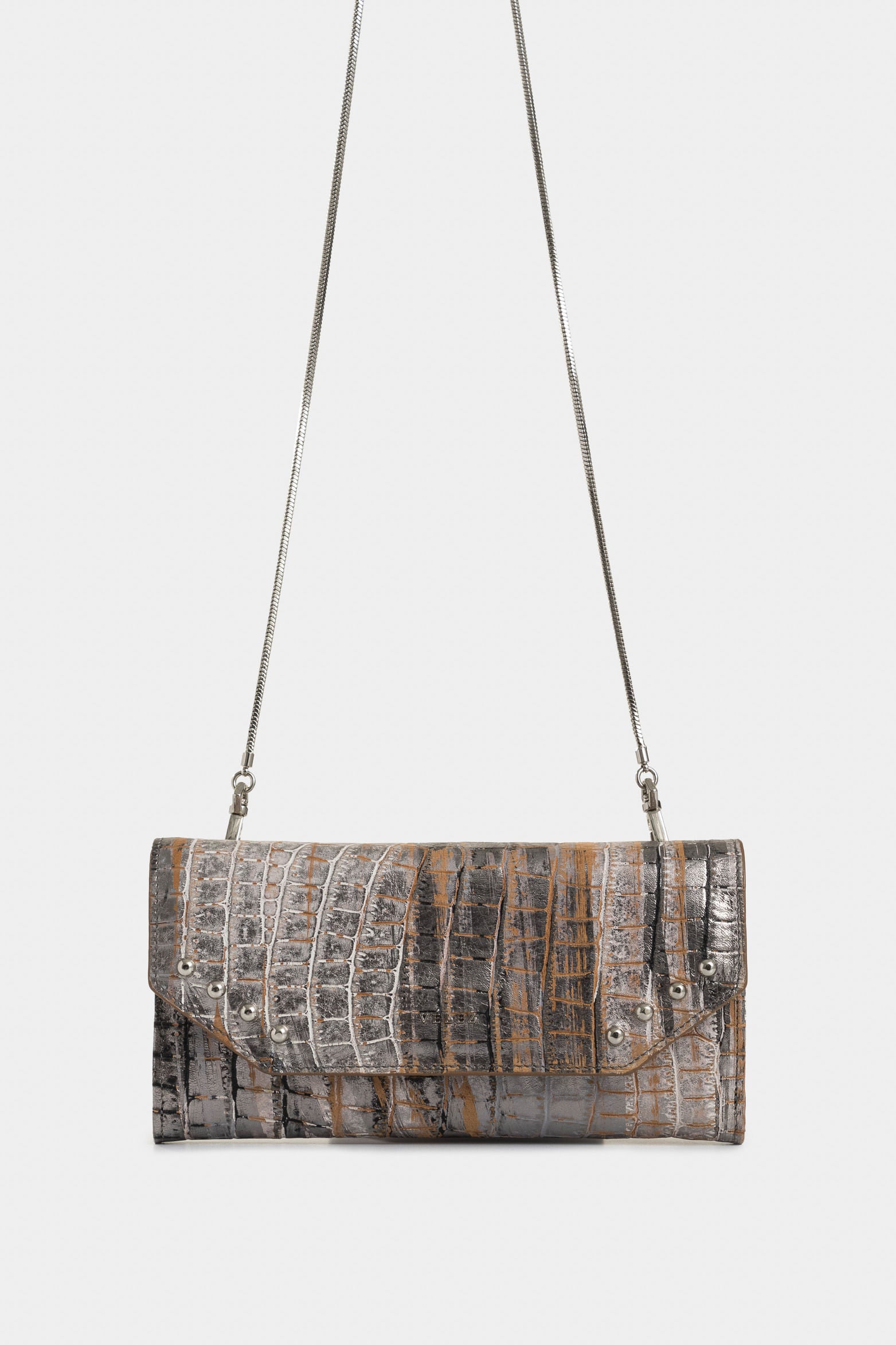 Kauai folia leather checkbook holder for women with stud details