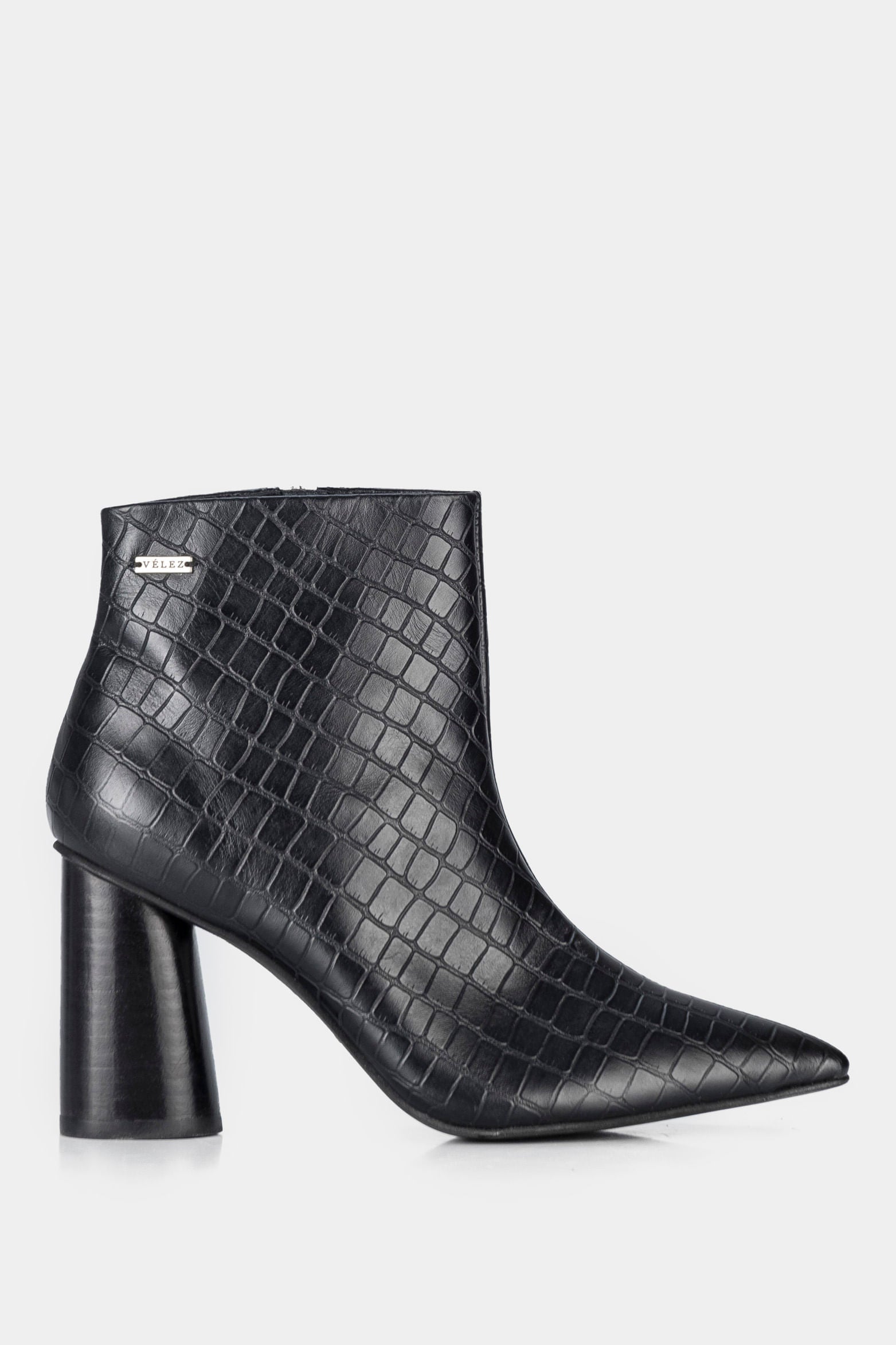 Women’s Agate Ankle Boots in Embossed Leather with Logo Plate