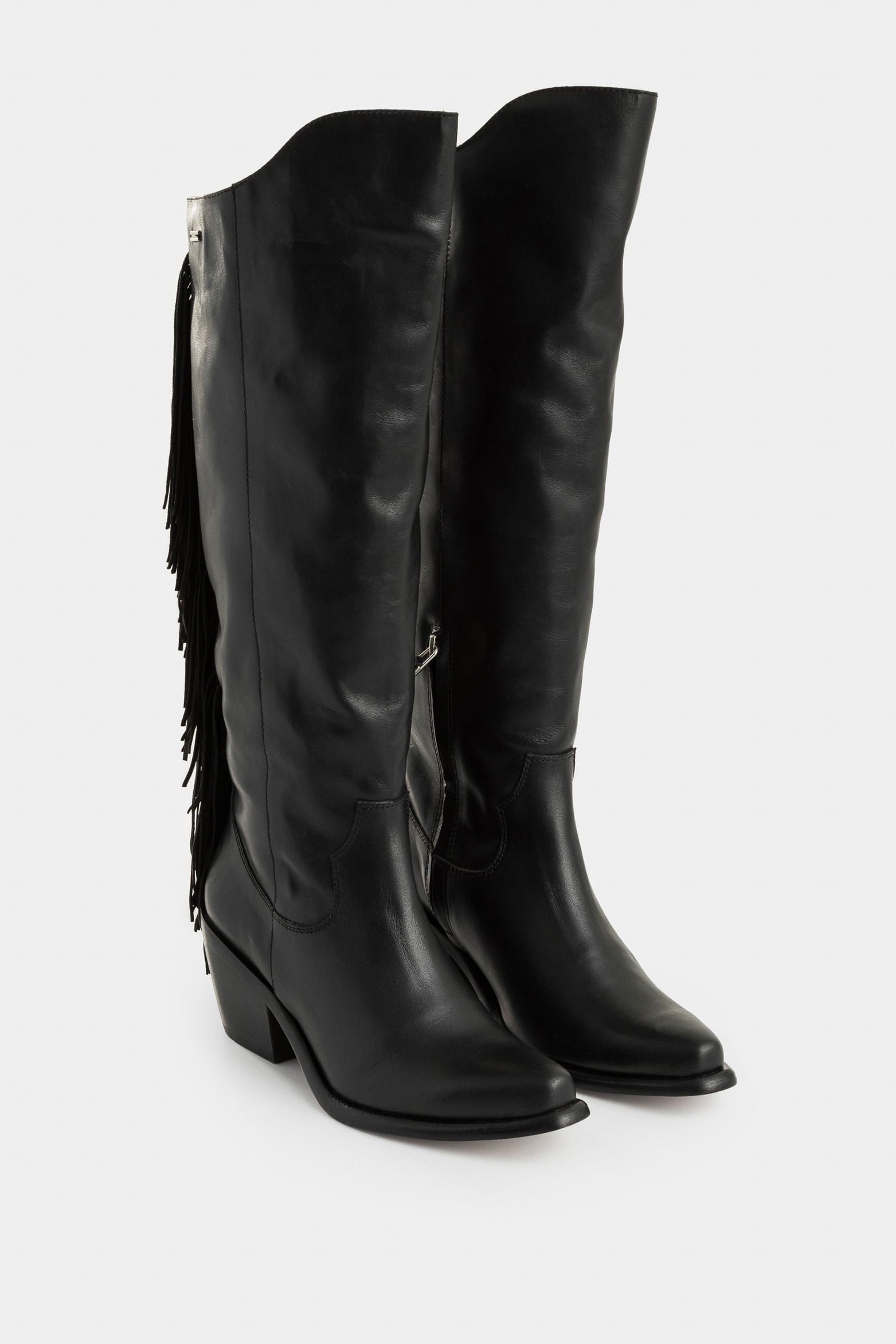 Mimosa Leather Heeled Boots for Women with Fringe