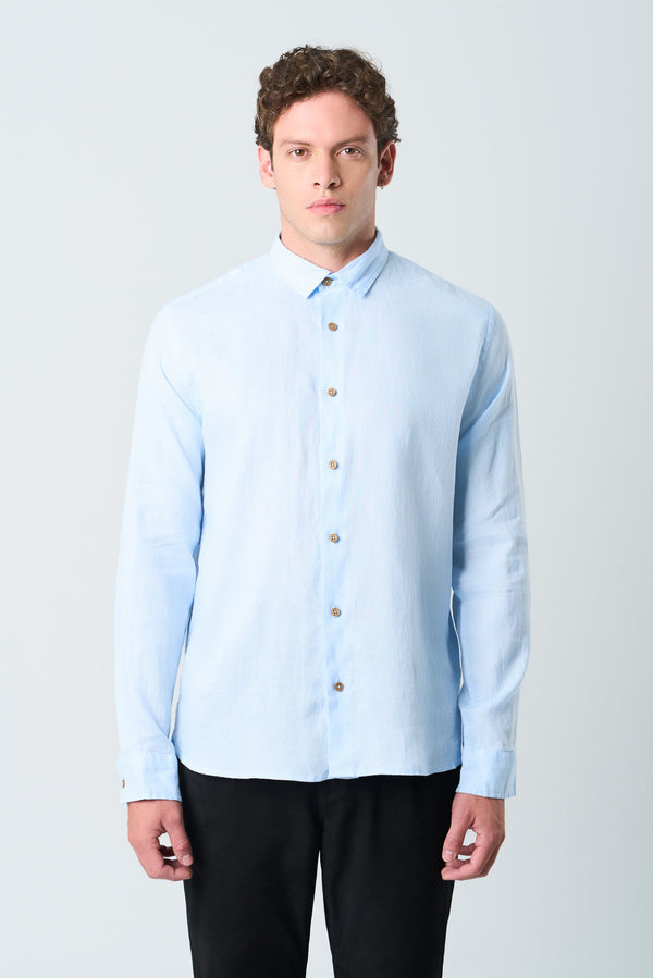 Men's Semi-Fitted Long Sleeve Linen Shirt