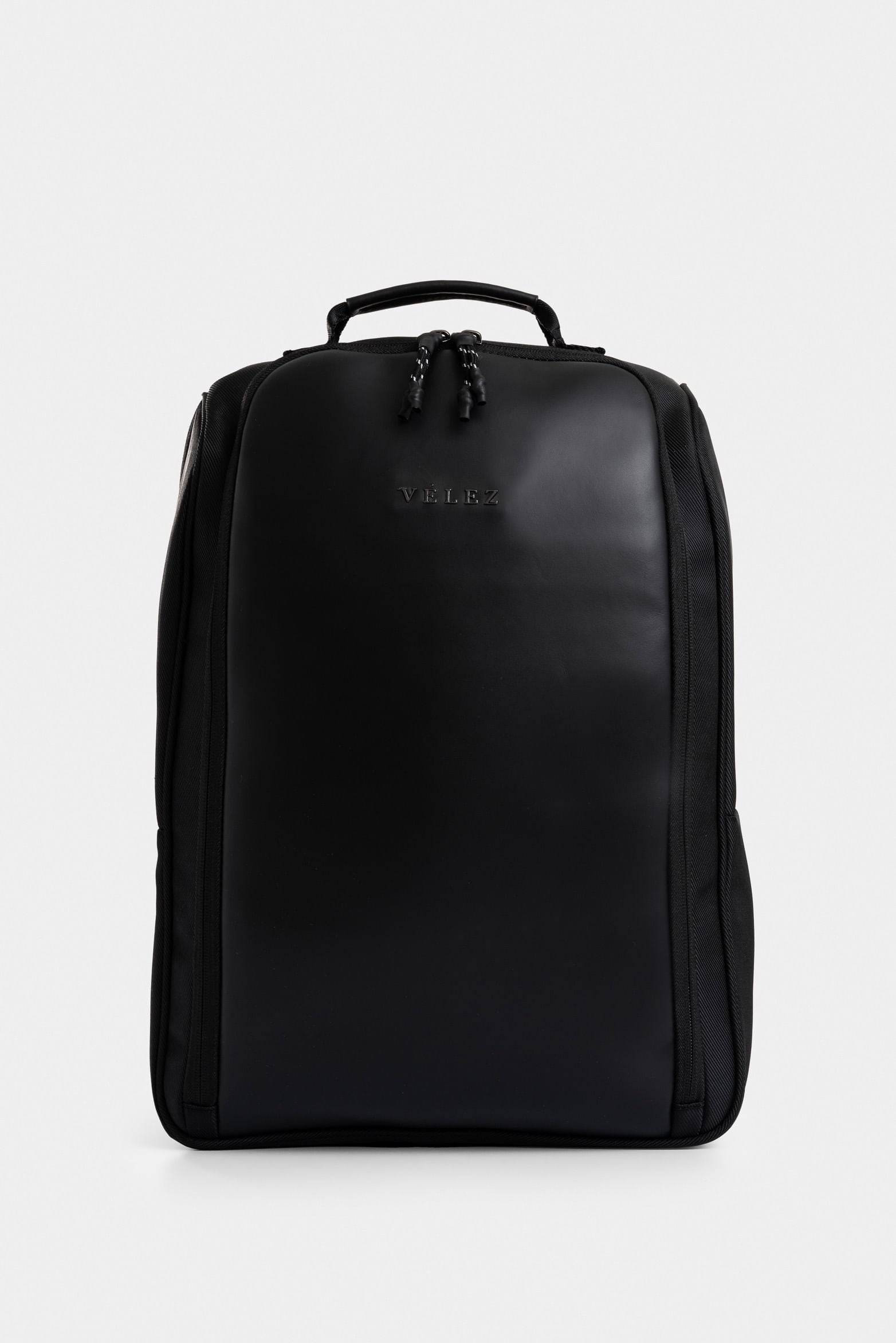 Poniente Leather and Canvas Backpack for Men with Multiple Compartments in Black