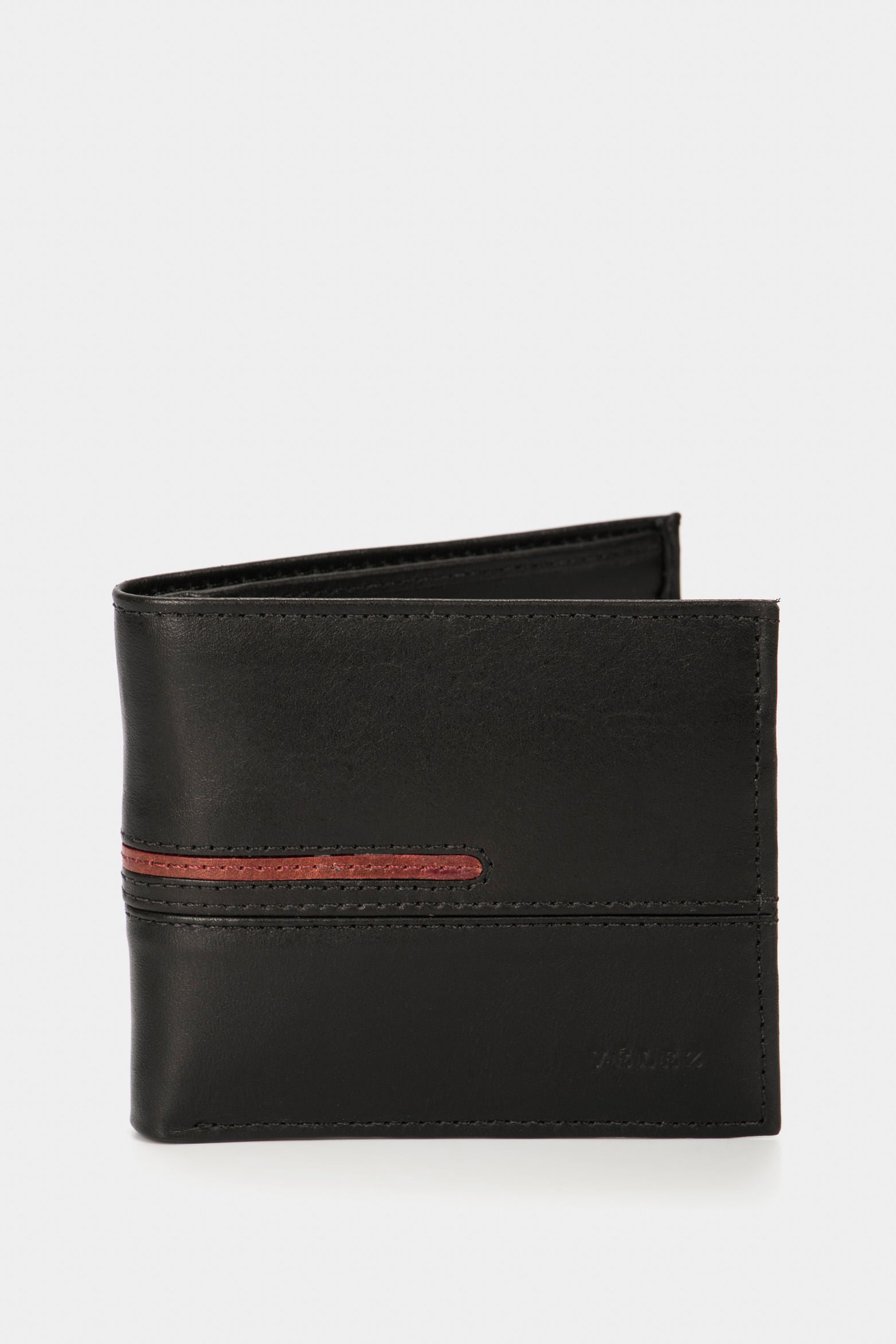 Insert Contrast Leather Wallet in Black