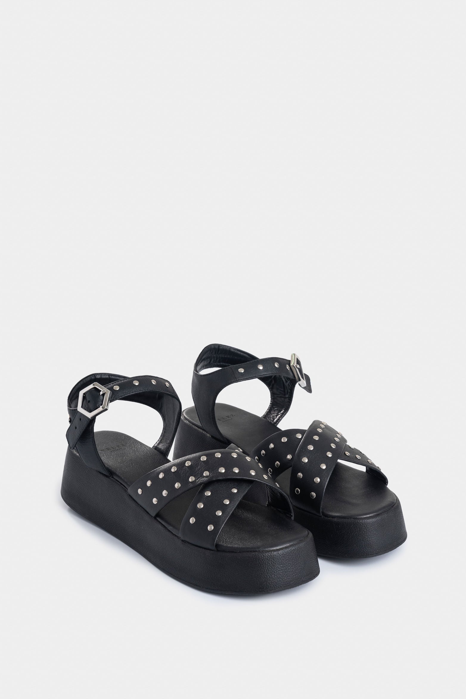 Anastasia Leather Platform Sandals for Women with Chain Details