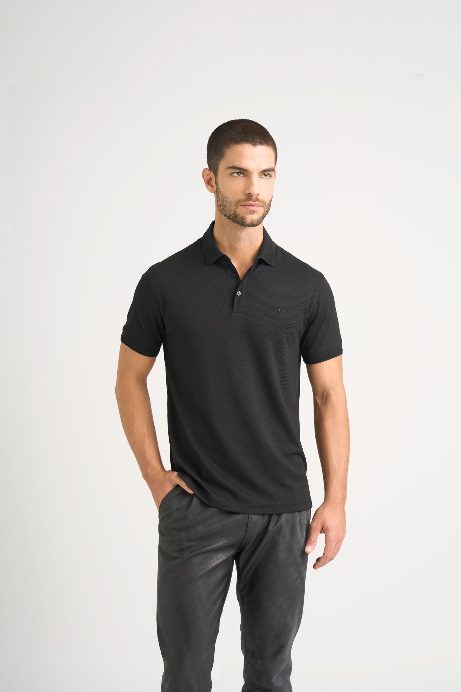 Lucca short-sleeve textured polo shirt for men