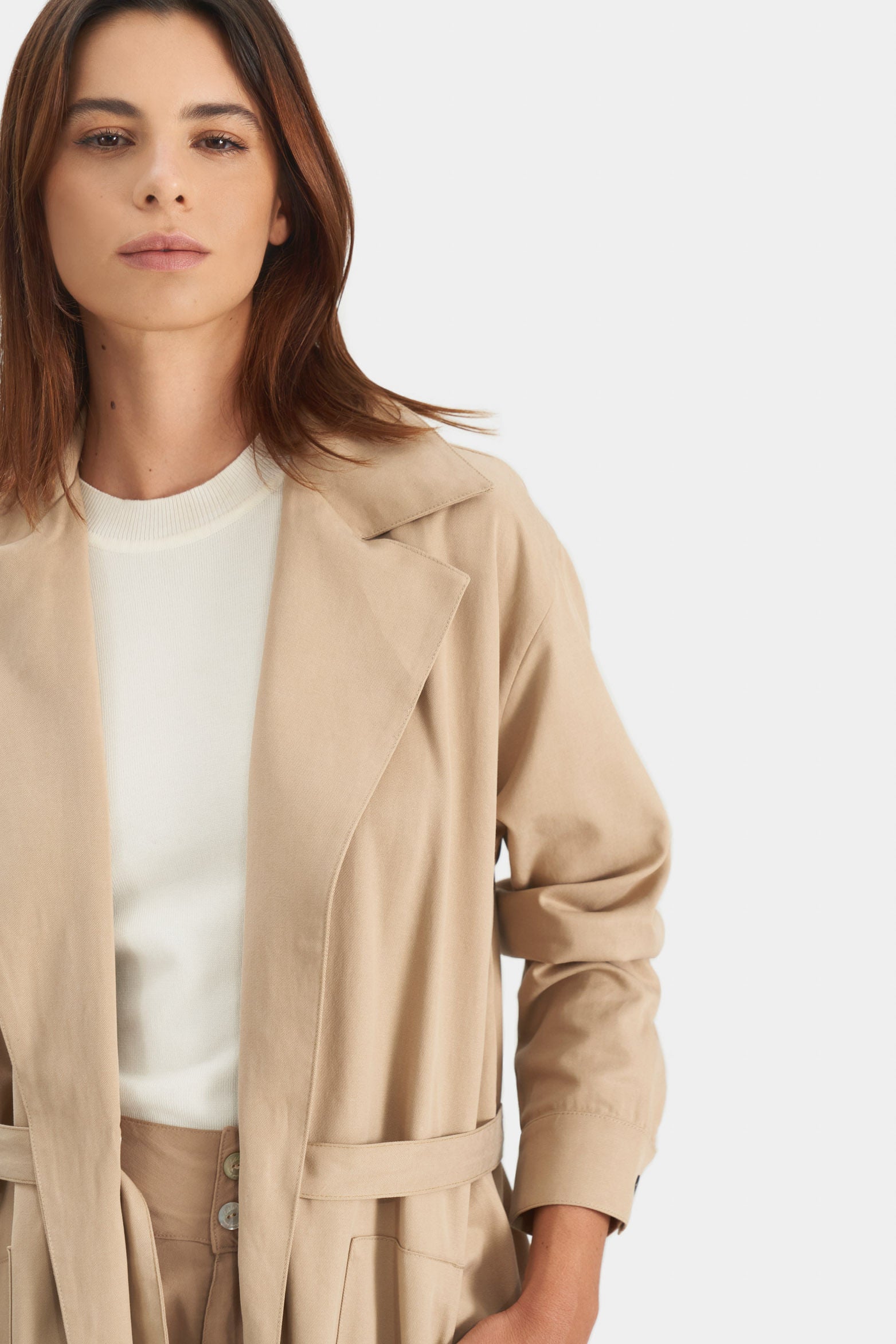 Women’s Florence Overcoat in Khaki with Oversized Pockets