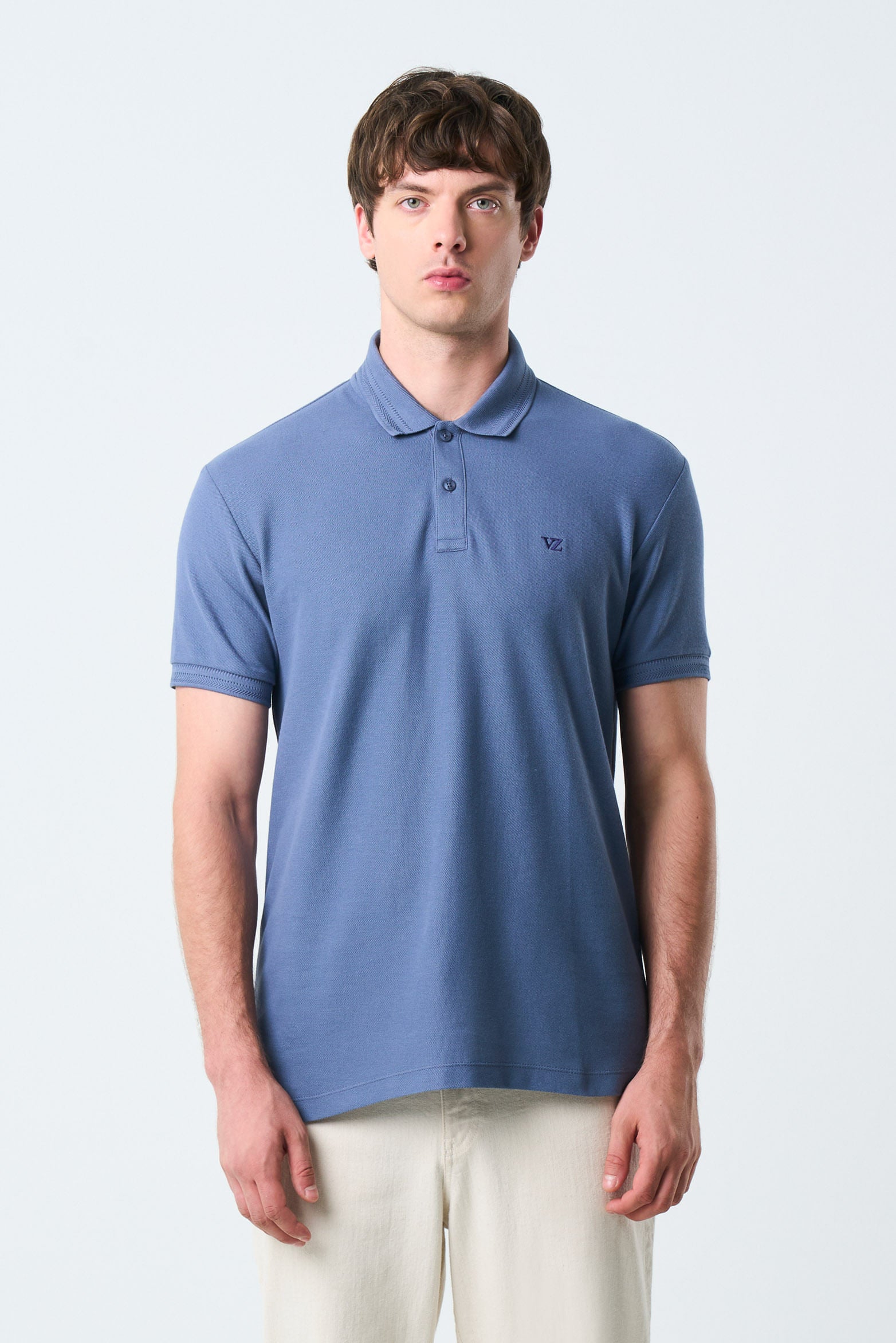 Men's Essential short-sleeved polo shirt with texture