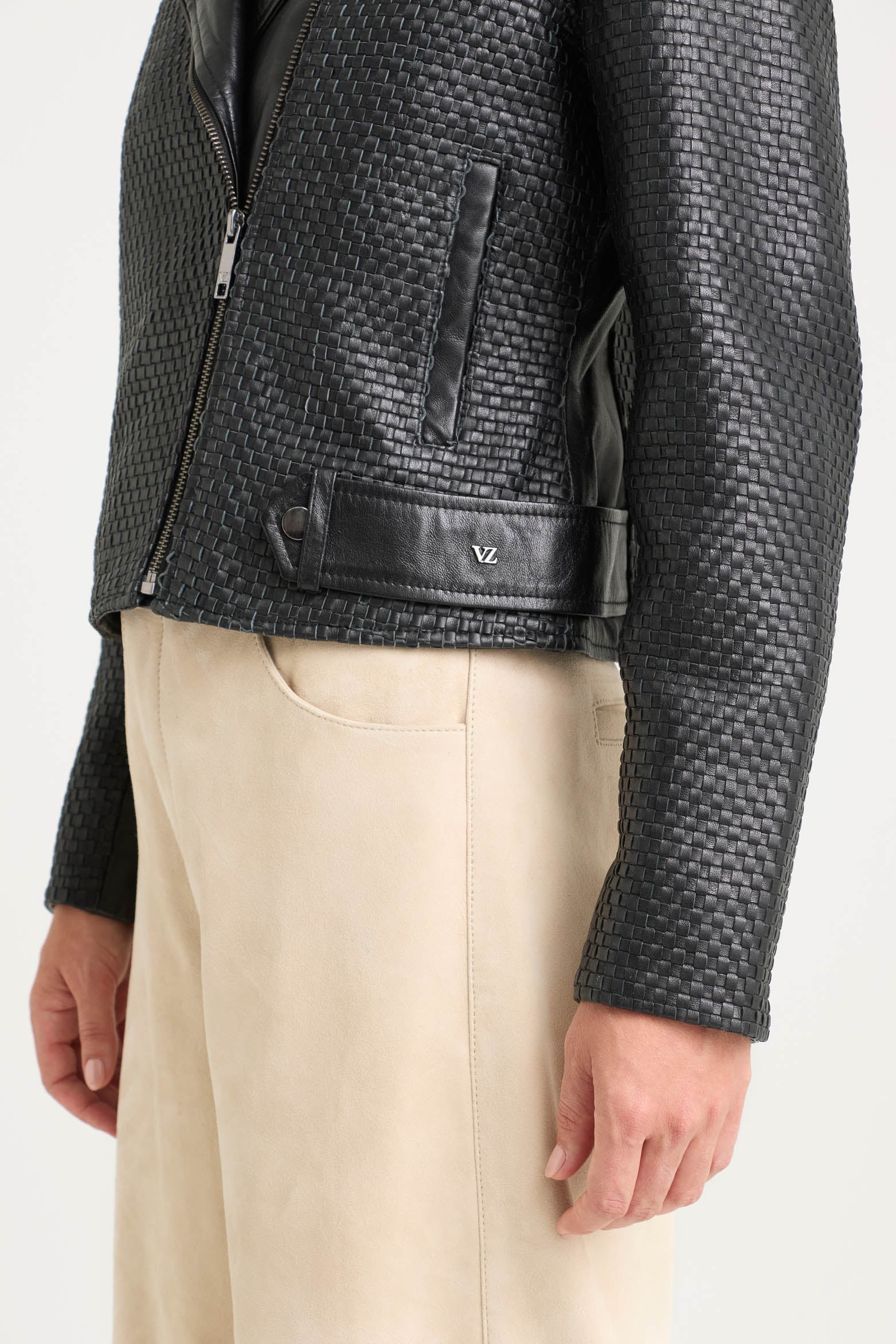 Claire Leather Woven Biker Jacket for Women – Velez Artisan