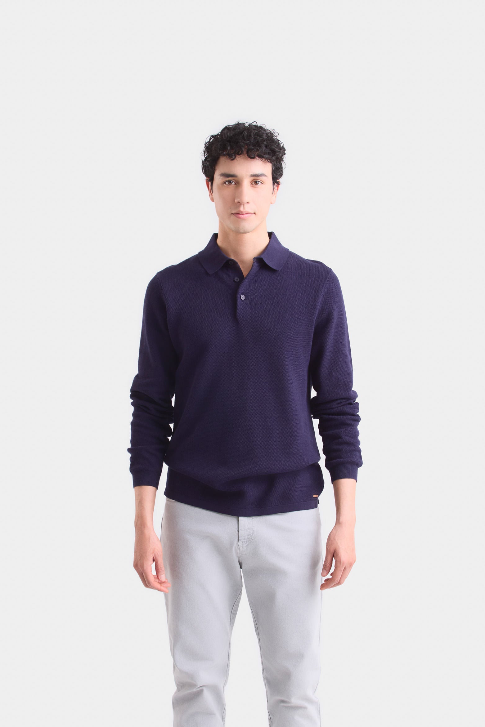 Lugano Long Sleeve Polo for Men Semi-Fitted