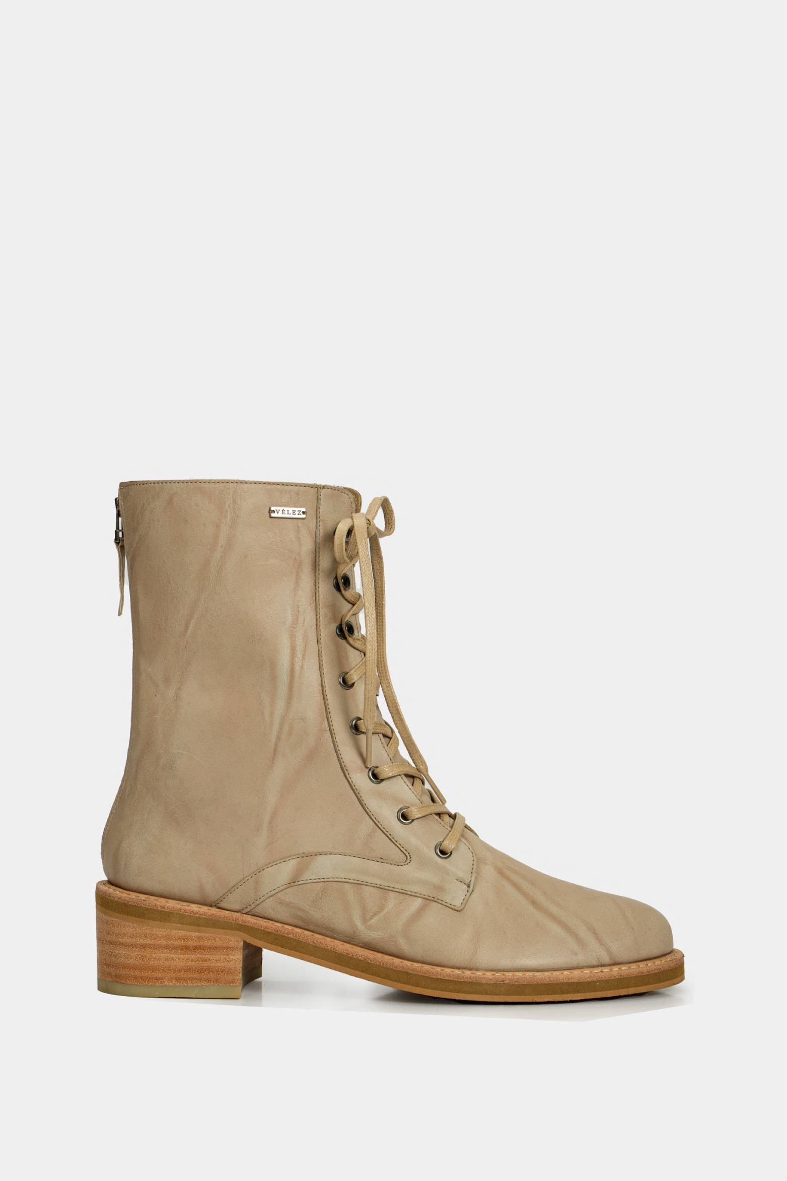 Women’s Lirio Leather Combat Boots Beige