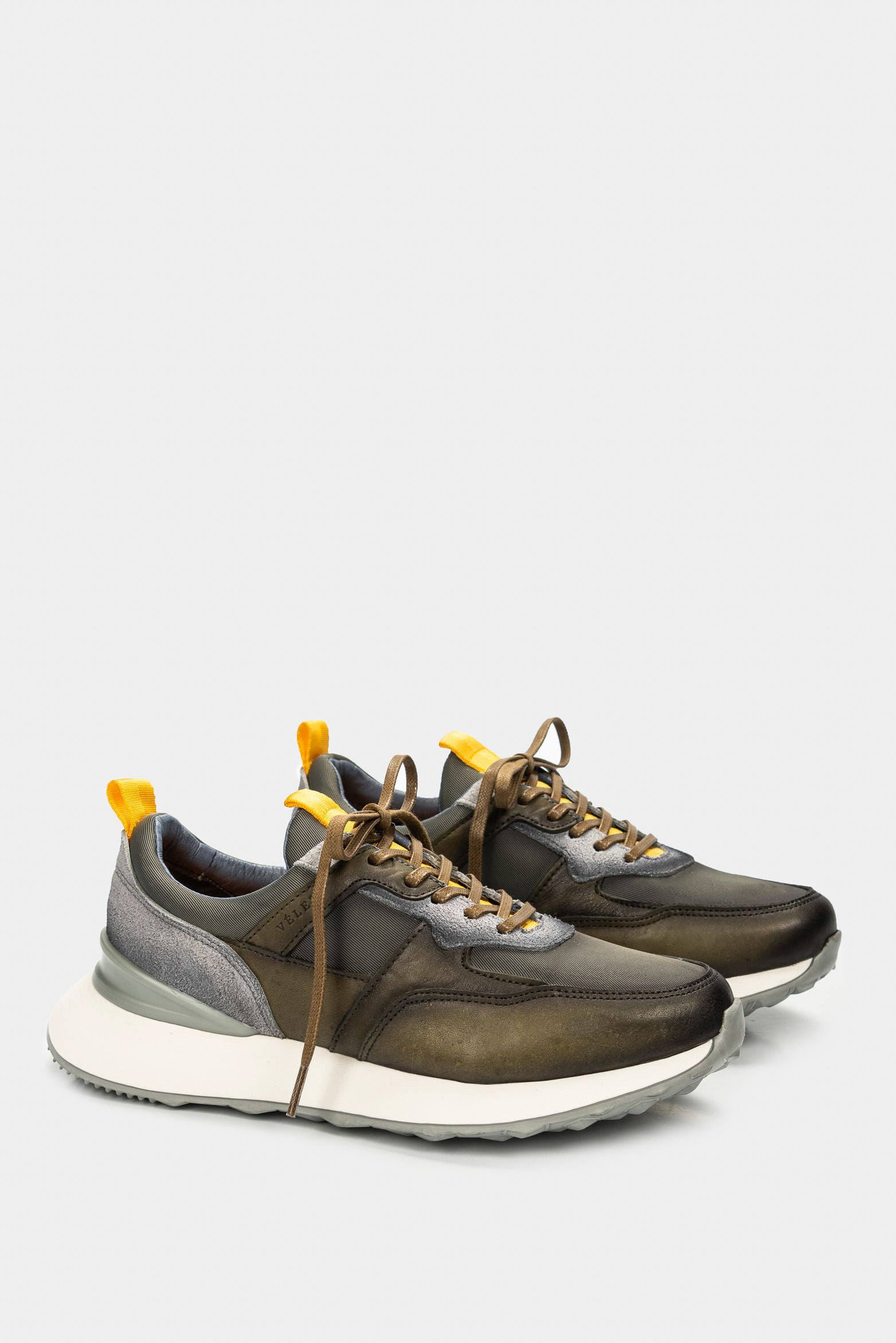 Men’s Venture Leather and Canvas Sneakers in Green with Mixed Textures