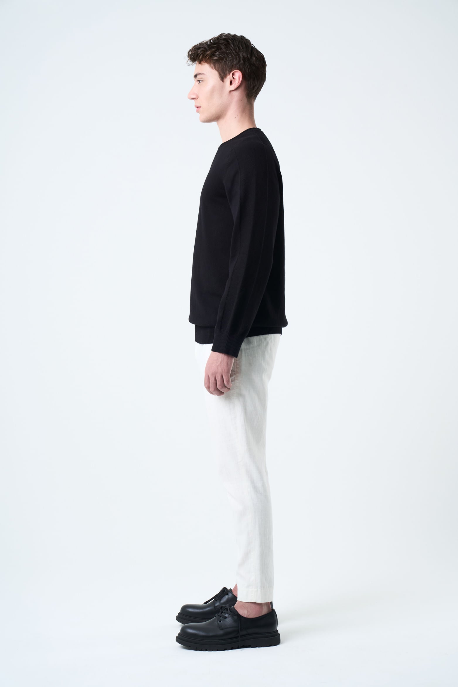 Knitted Cotton Sweater for Men with Raglan Sleeves