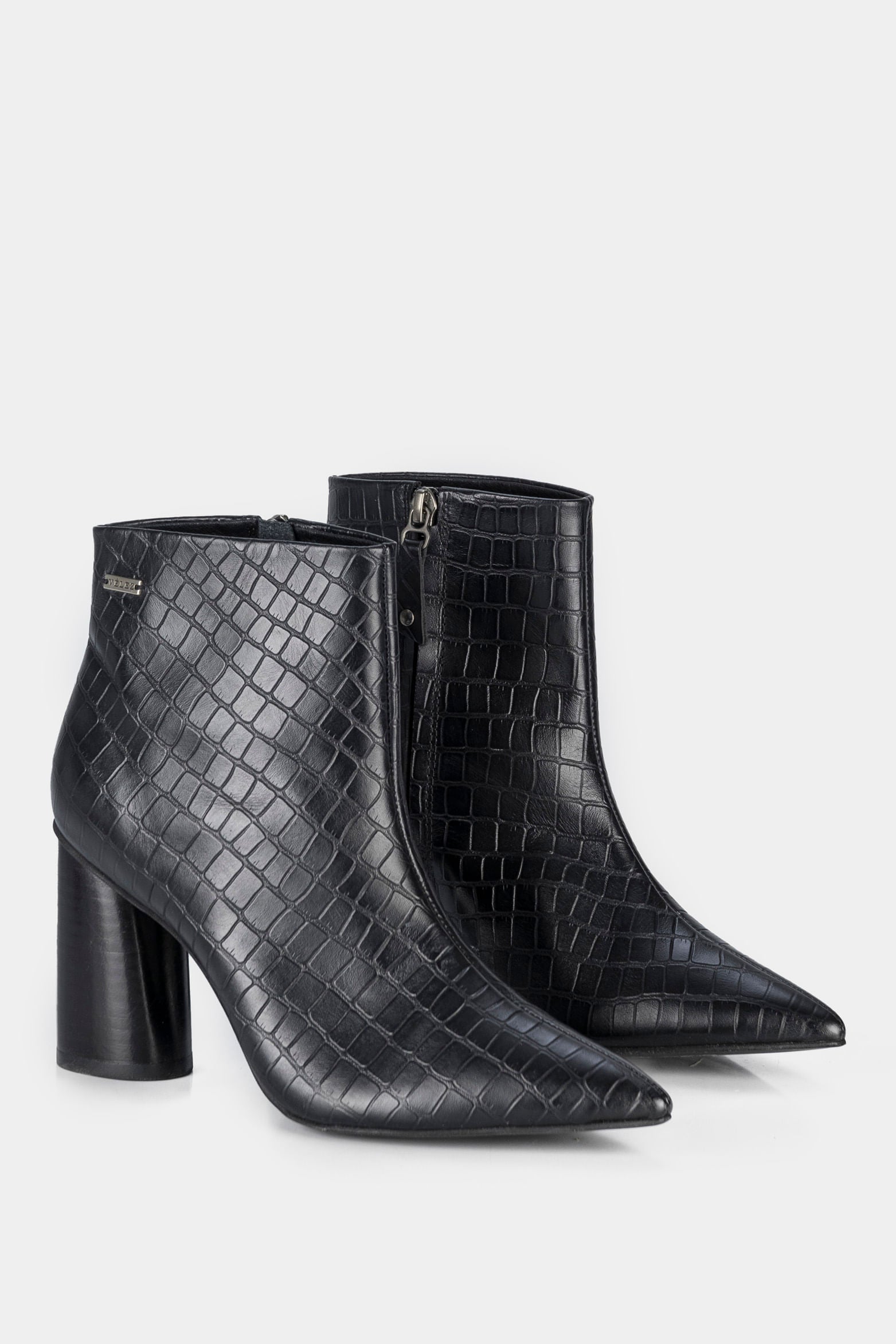 Women’s Agate Ankle Boots in Embossed Leather with Logo Plate