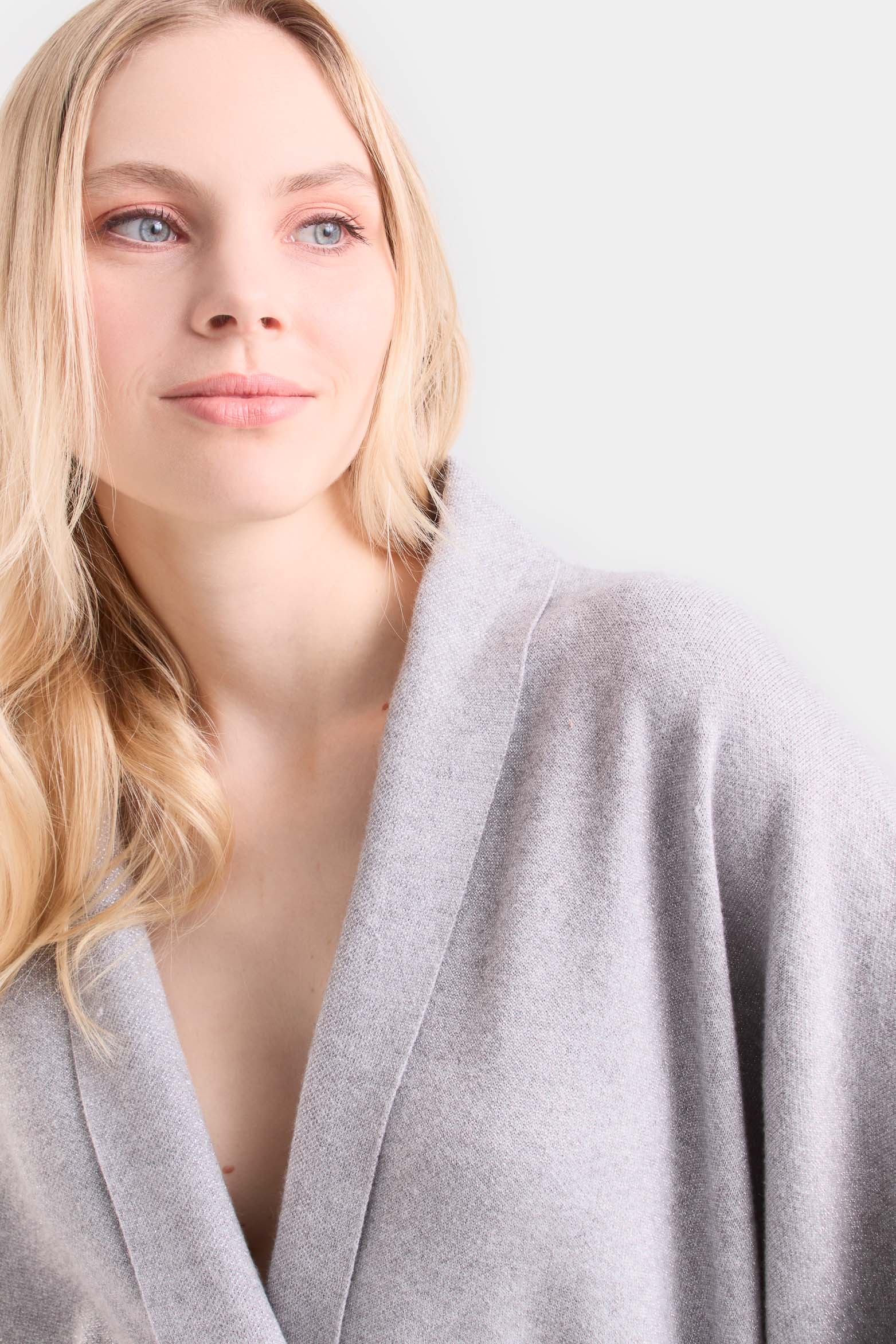 Iris Knitted Poncho for Women with Lurex Threads