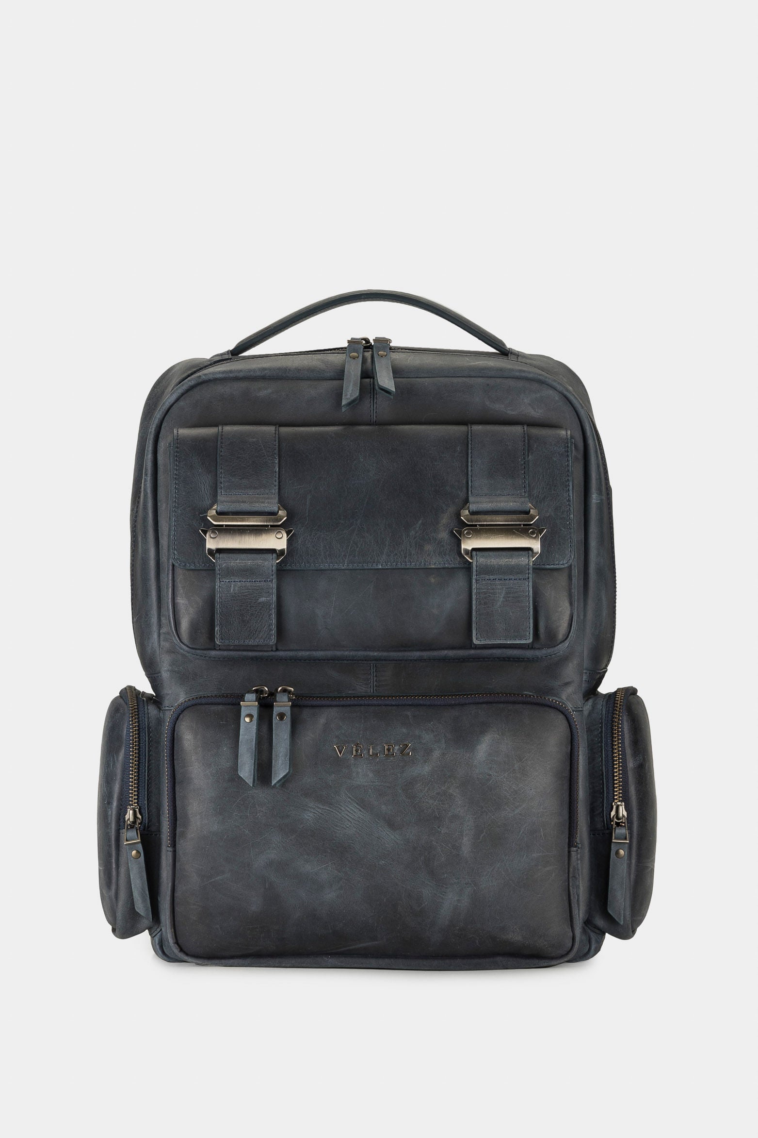 Men’s Barceló Hand-Burnished Leather Backpack Front Buckles