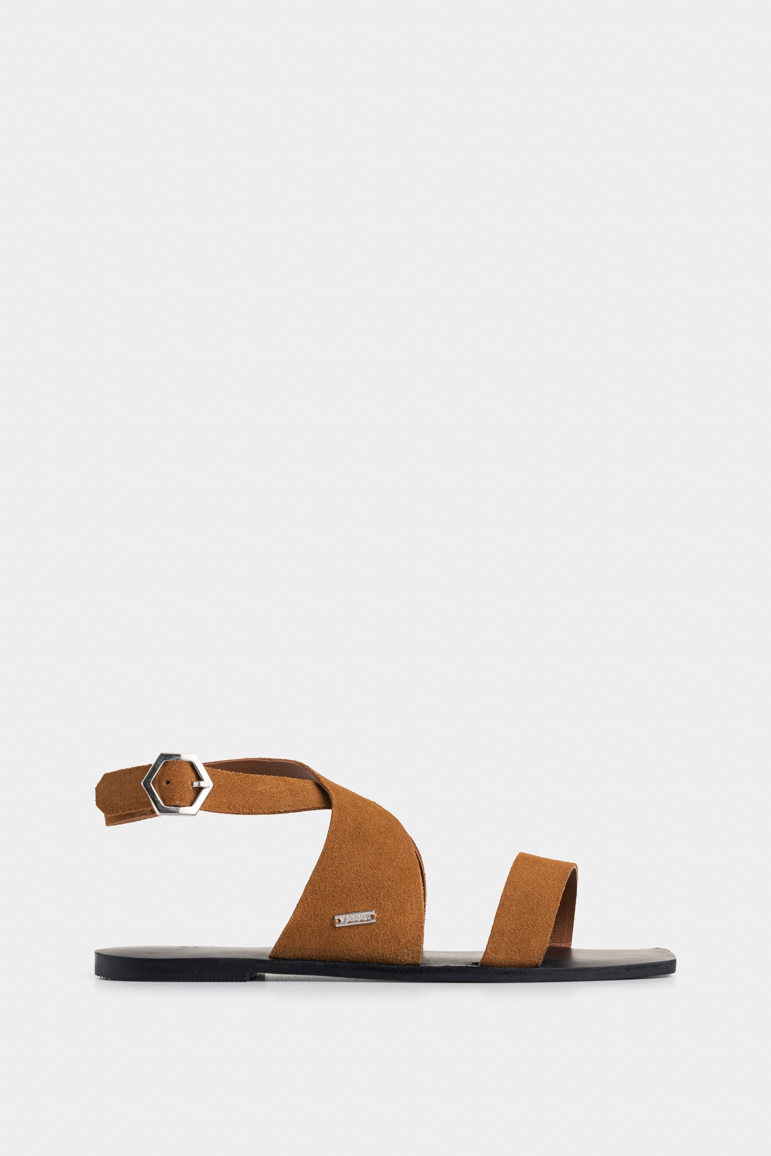 Draco Flat Sandal in Leather for Women with Ankle Tie