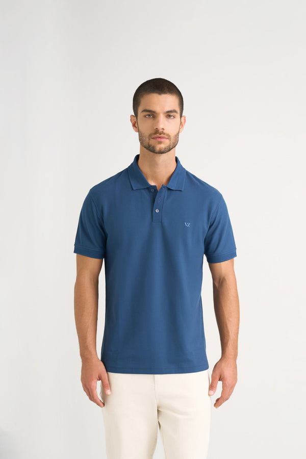 Semi-fit polo shirt for men with jacquard detail