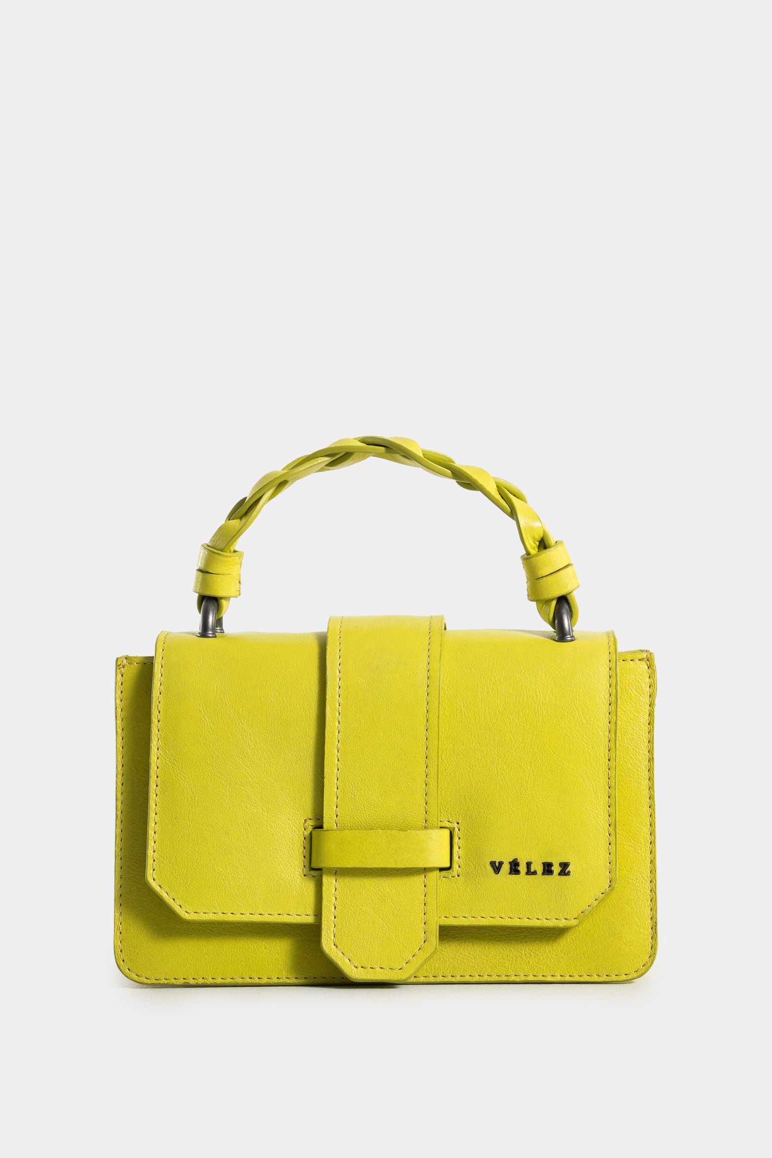 Garniel Mini Bowling BagLeather for Women with Braided Handle