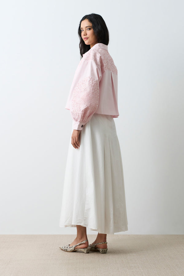 Aguamarina fabric jacket for women with suede embroidery