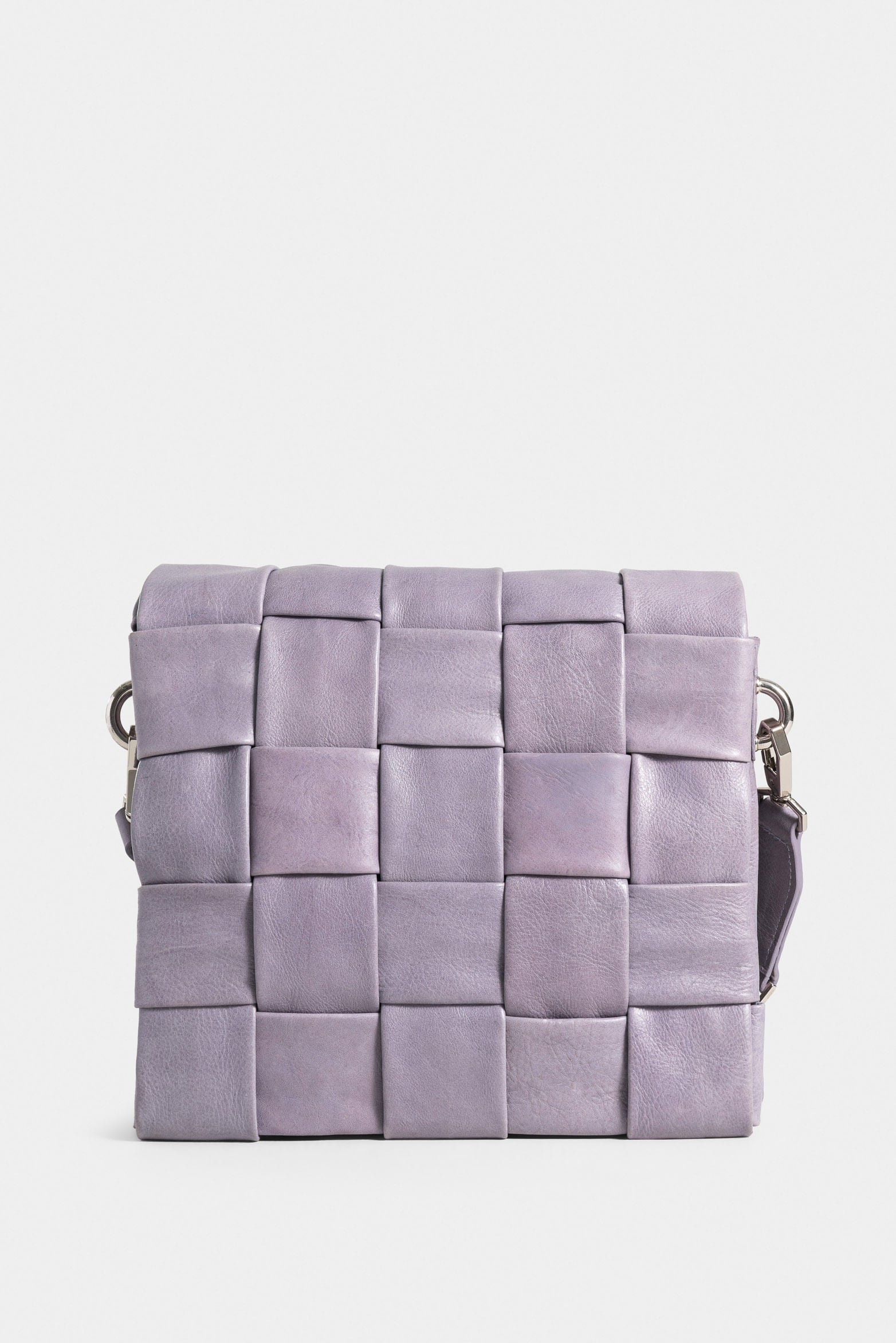 Lilac Woven Top Leather Anime Bowling Bag for Women