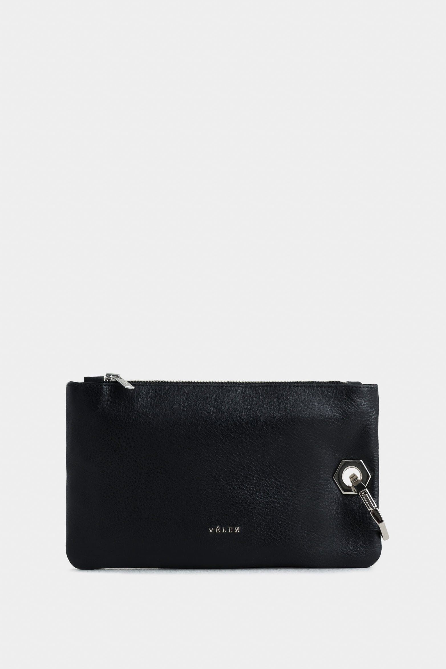 Lucía Leather Cosmetic Bag with Hexagonal Hardware for Women