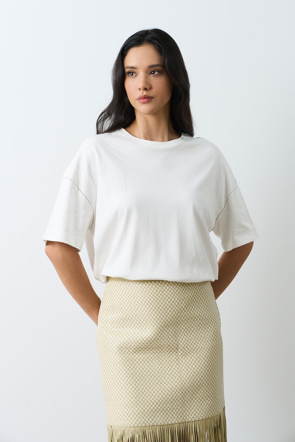 Kiwa woven leather skirt for women