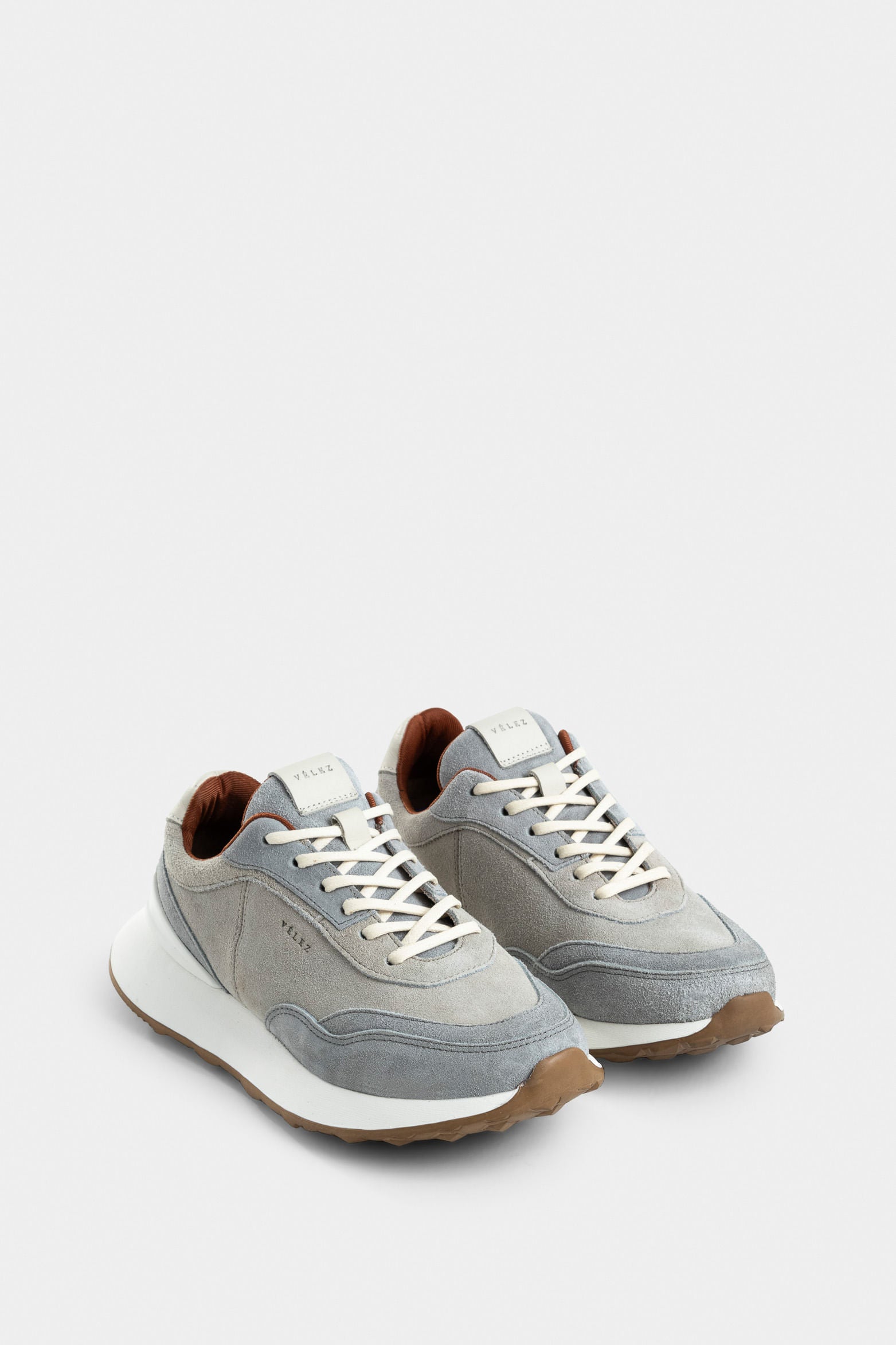 Hazelnut Suede Leather Tennis Shoes for Men, Color Contrast