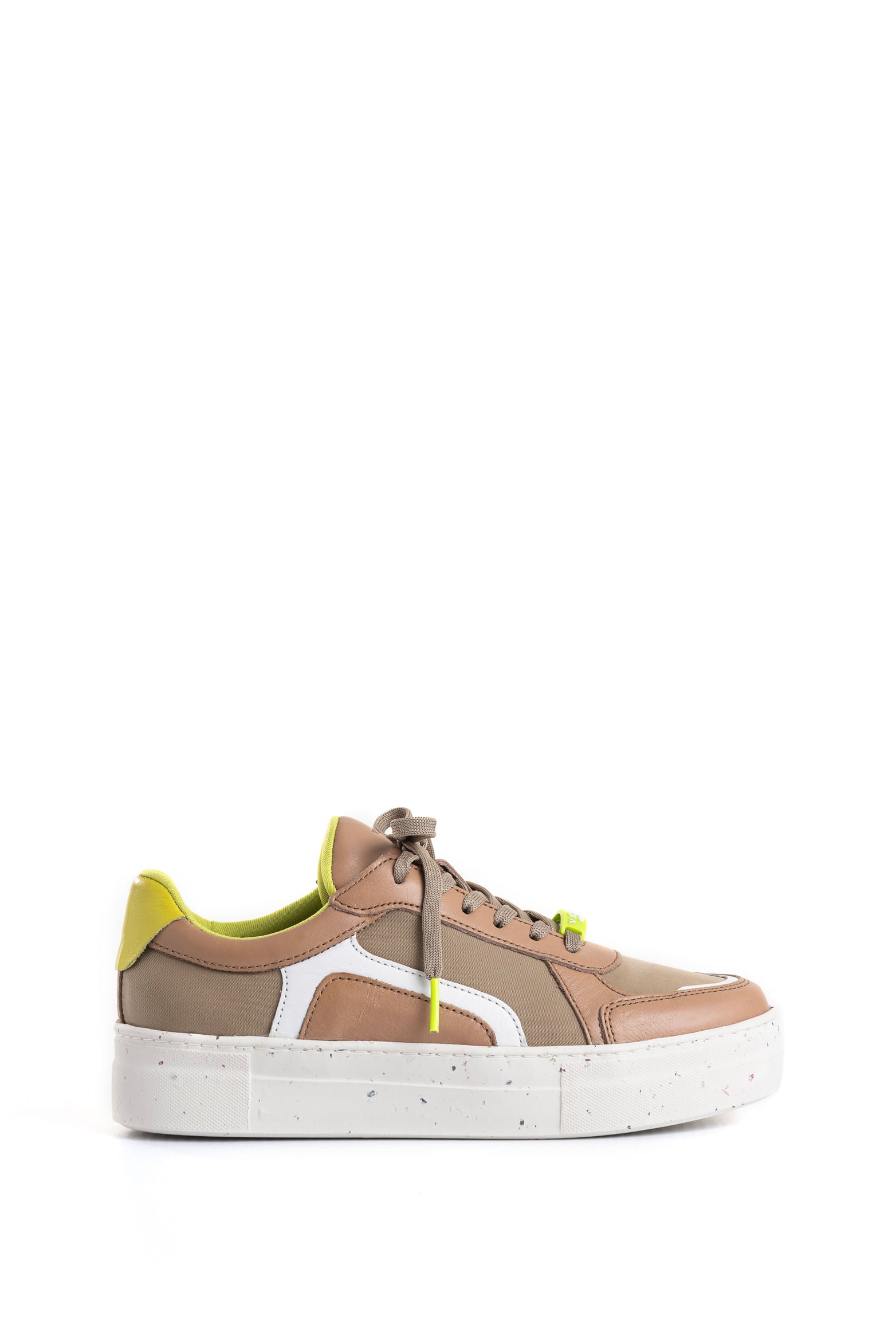 Flexus Leather and Canvas Sneakers for Women with Contrast Color Detail