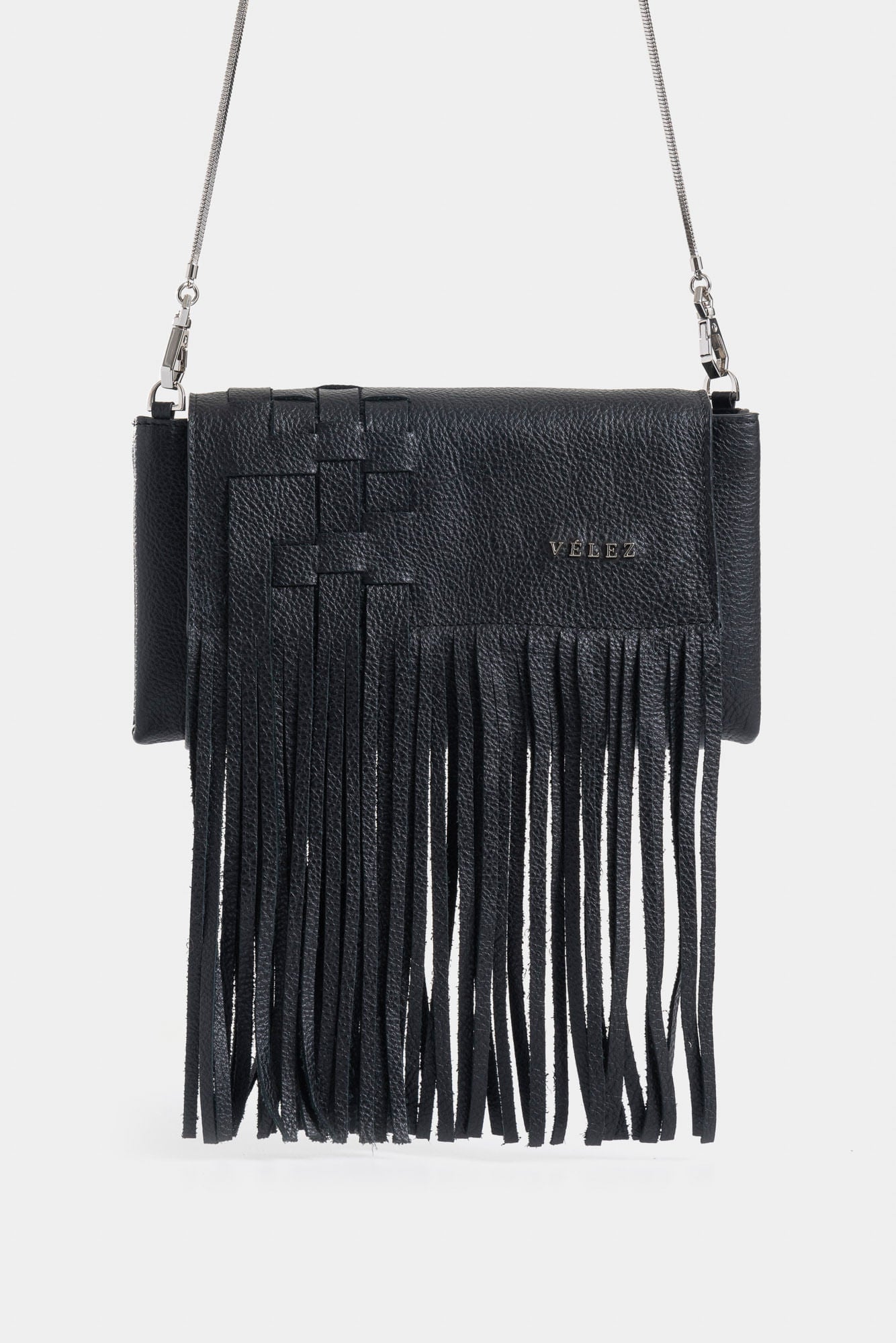 Iris leather crossbody bag for women with fringe
