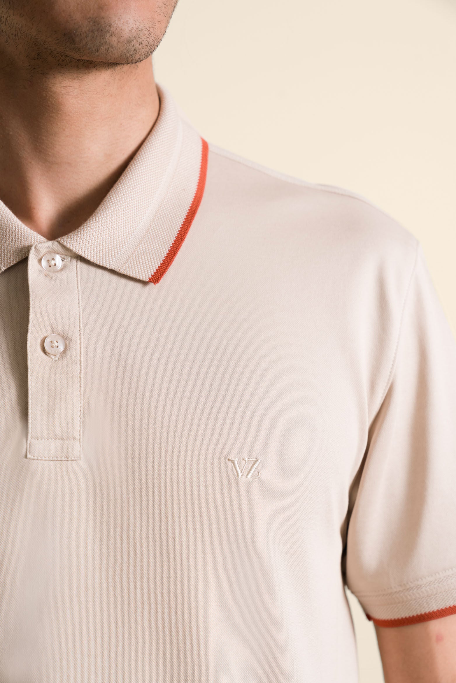 Men’s Semi-Fitted Short Sleeve Polo in Sand