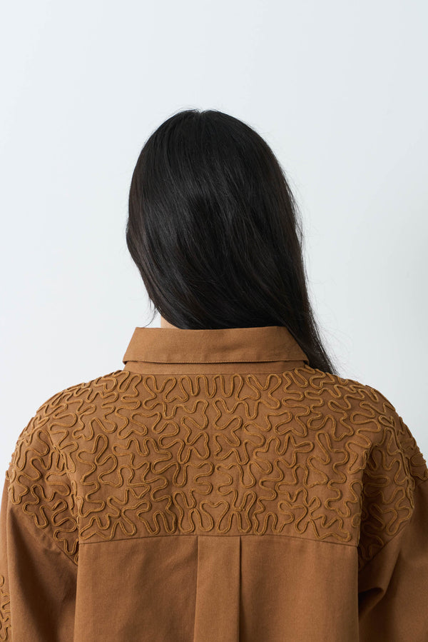 Aguamarina fabric jacket for women with suede embroidery