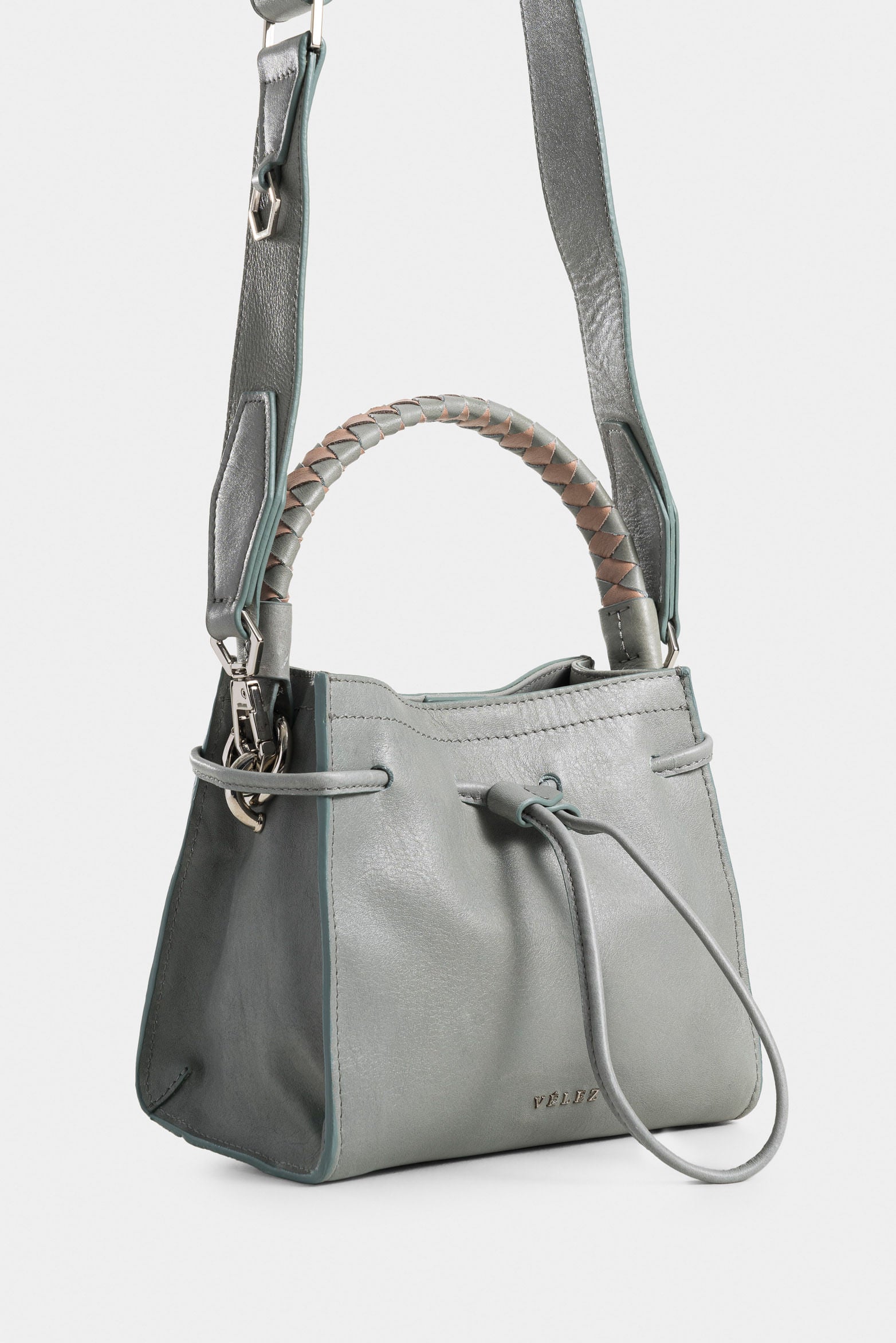 Pers Leather Hands-Free Bag for Women with Braided Handle