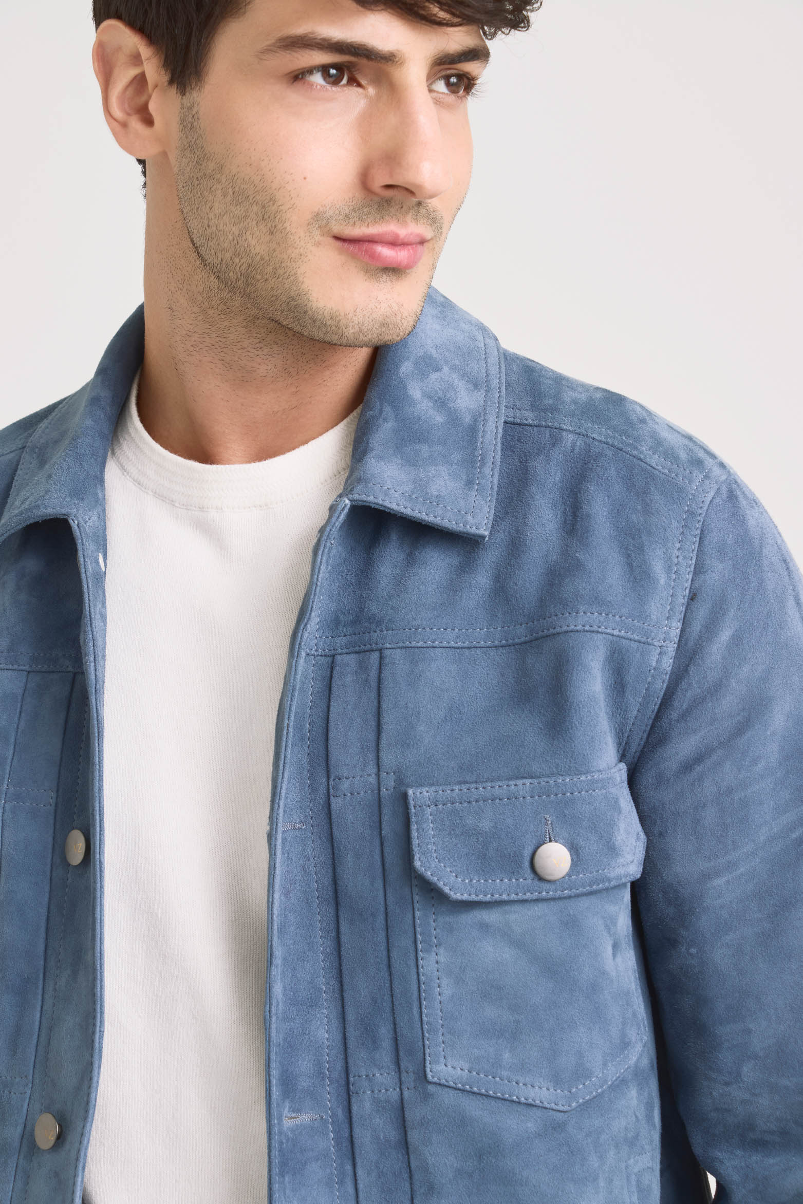 Zambezeuede Jacket for Men withhirt Collar Lilac