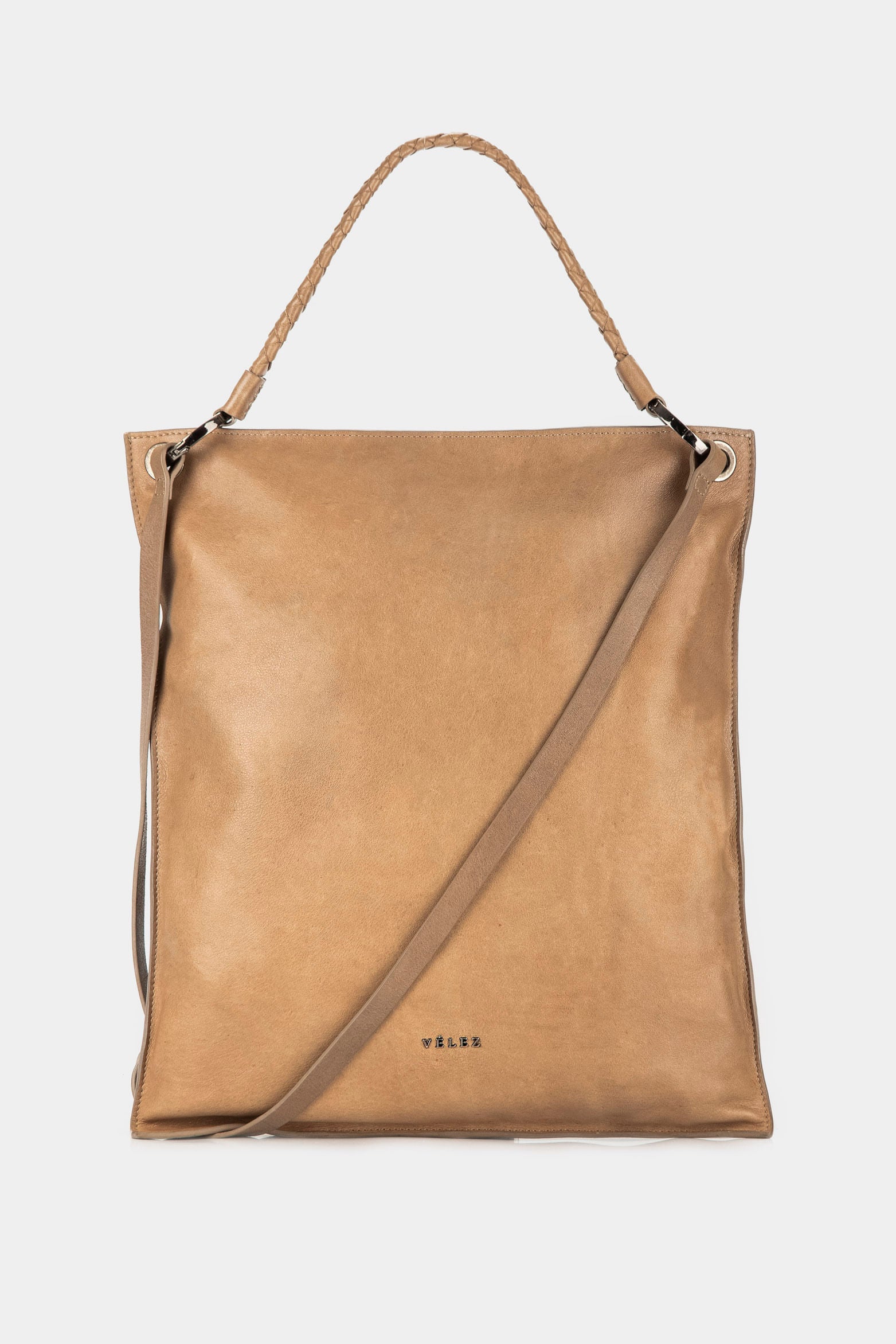 Women’s Strawberry Shopper Handbags in Sand Leather with Natural Shine